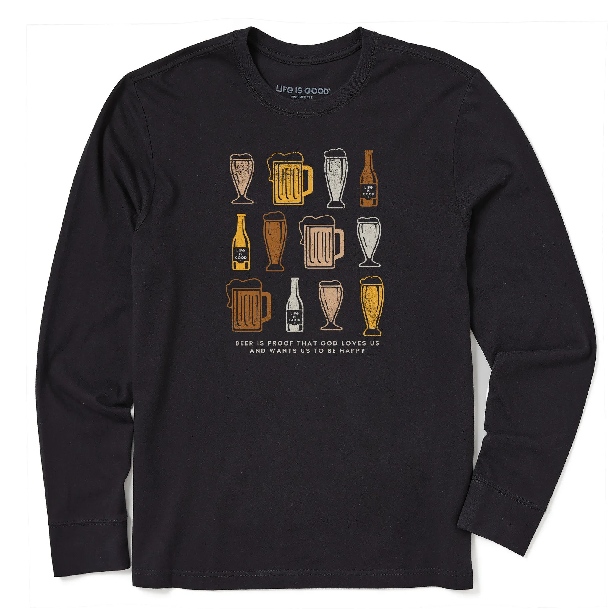 Men's Beer is Proof Long Sleeve Crusher Tee Life is Good