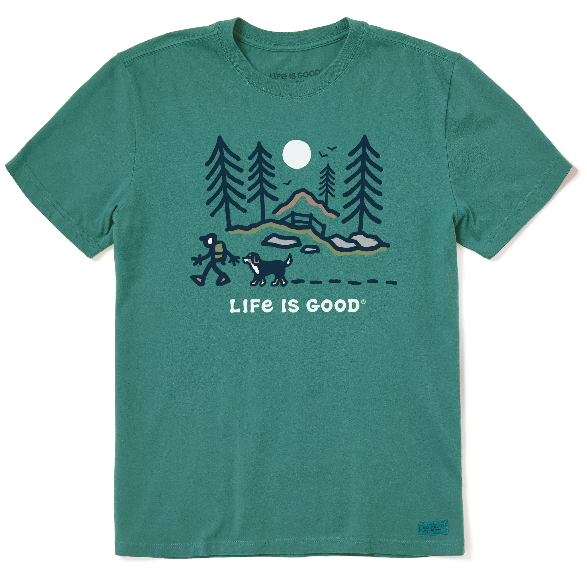 Men's Bernese Hiking Through the Woods Short Sleeve Crusher Tee Life is Good