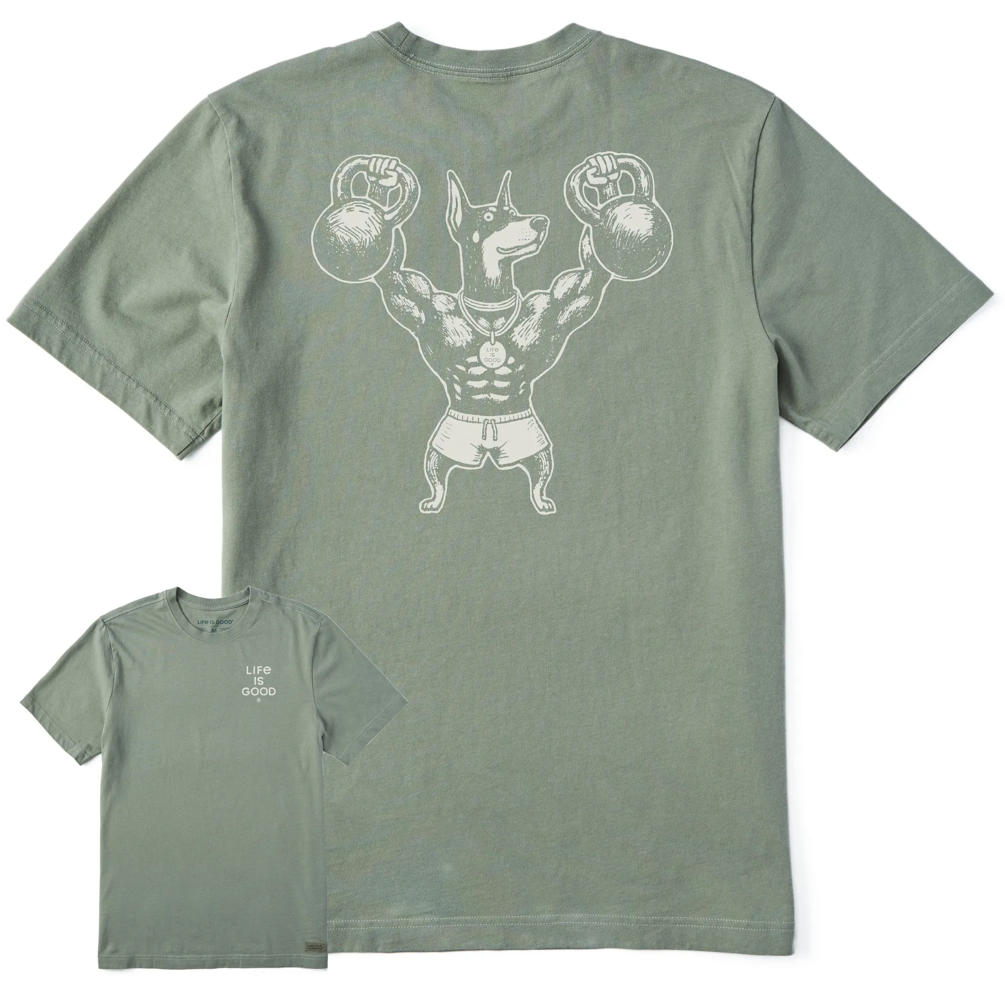 Men's Bert's Dobie w Kettlebell Short Sleeve Crusher Tee Life is Good