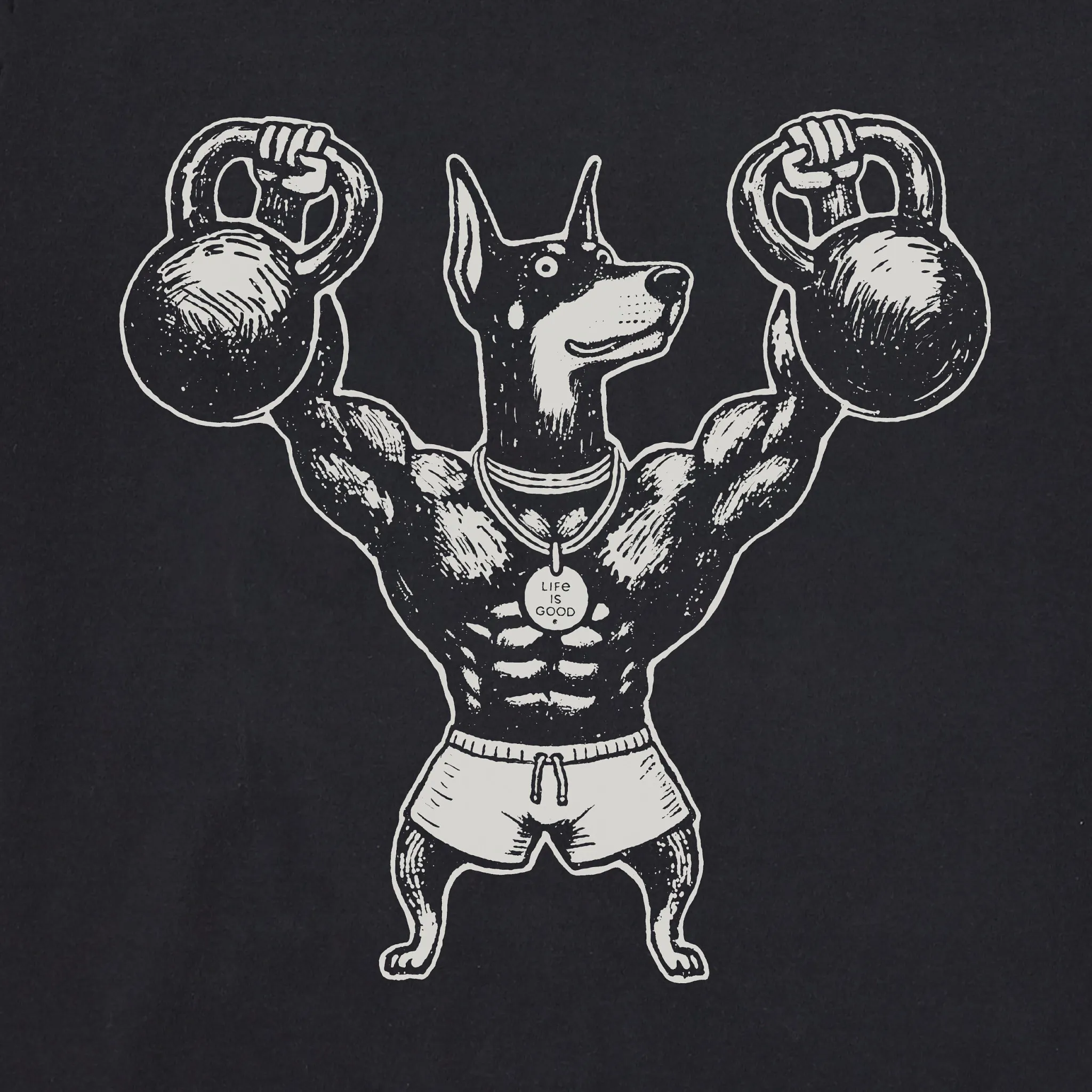 Men's Bert's Dobie w Kettlebell Short Sleeve Crusher Tee Life is Good