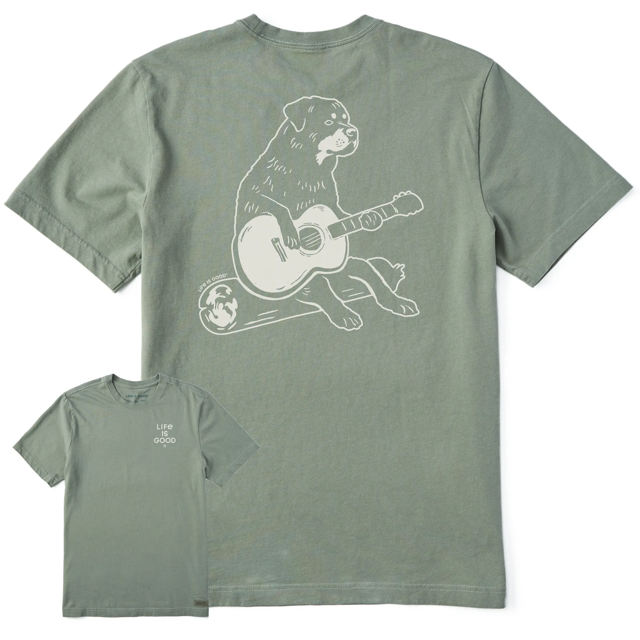 Men's Bert's Rottie with Guitar Short Sleeve Crusher Tee Life is Good