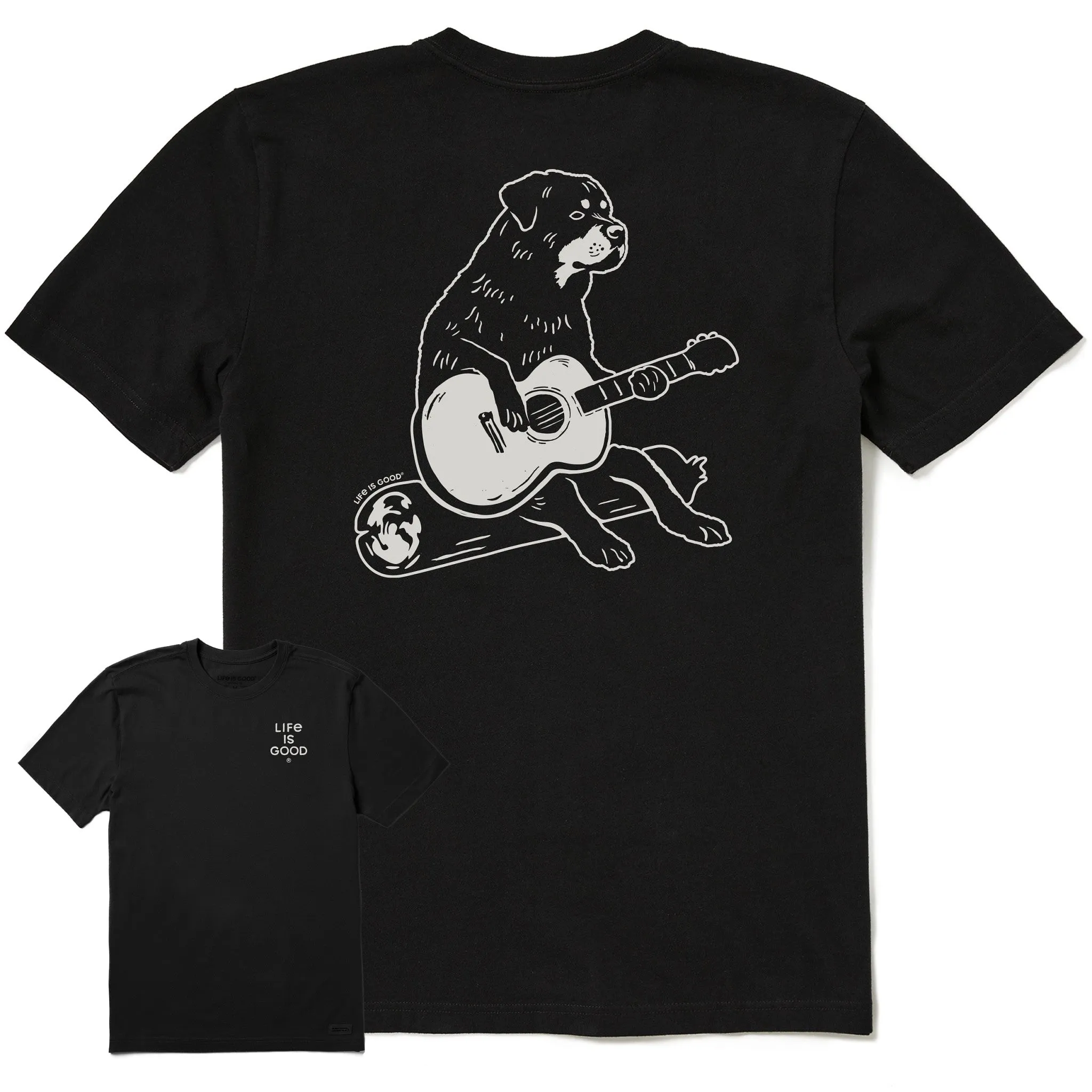 Men's Bert's Rottie with Guitar Short Sleeve Crusher Tee Life is Good