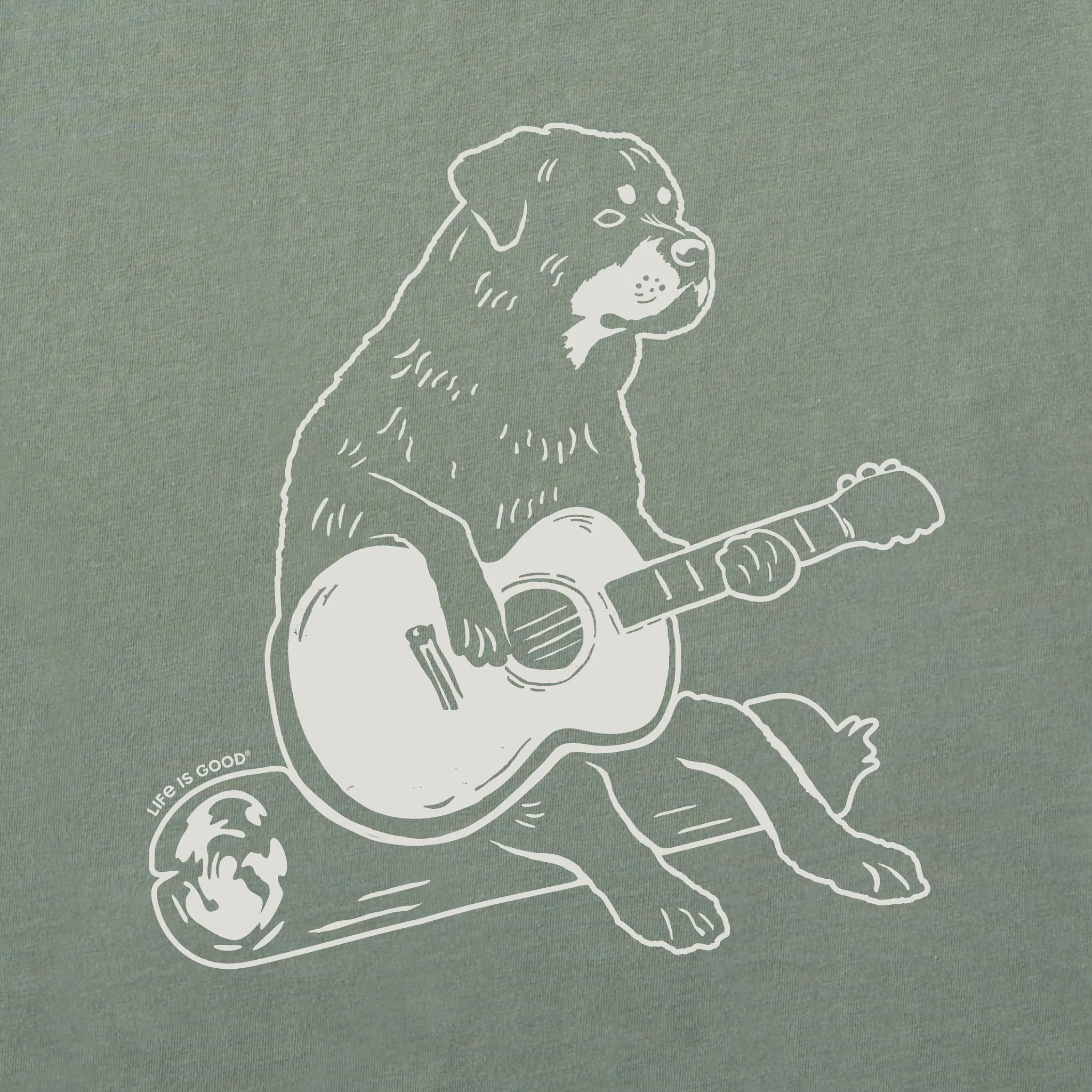 Men's Bert's Rottie with Guitar Short Sleeve Crusher Tee Life is Good