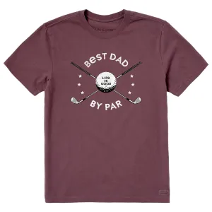Men's Best Dad By Par Golf Clubs Short Sleeve Crusher Tee Life is Good