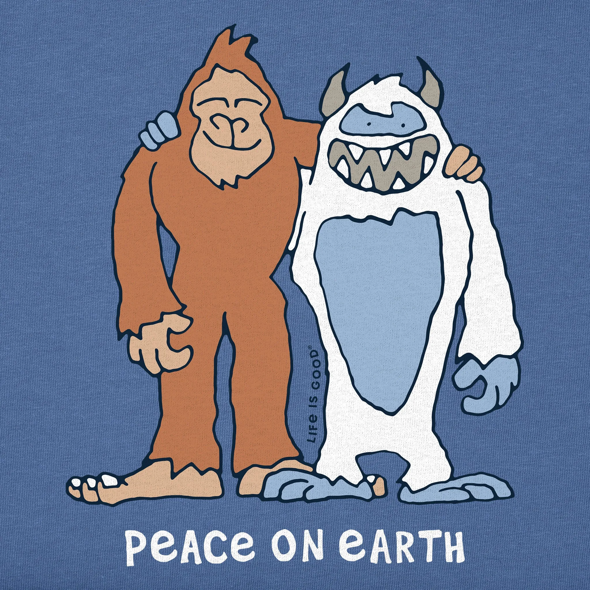 Men's Bigfoot & Yeti Peace on Earth Short Sleeve Crusher Tee Life is Good