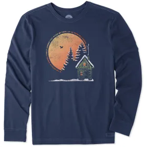 Men's Cabin Landscape Depth of Winter Long Sleeve Crusher Tee Life is Good