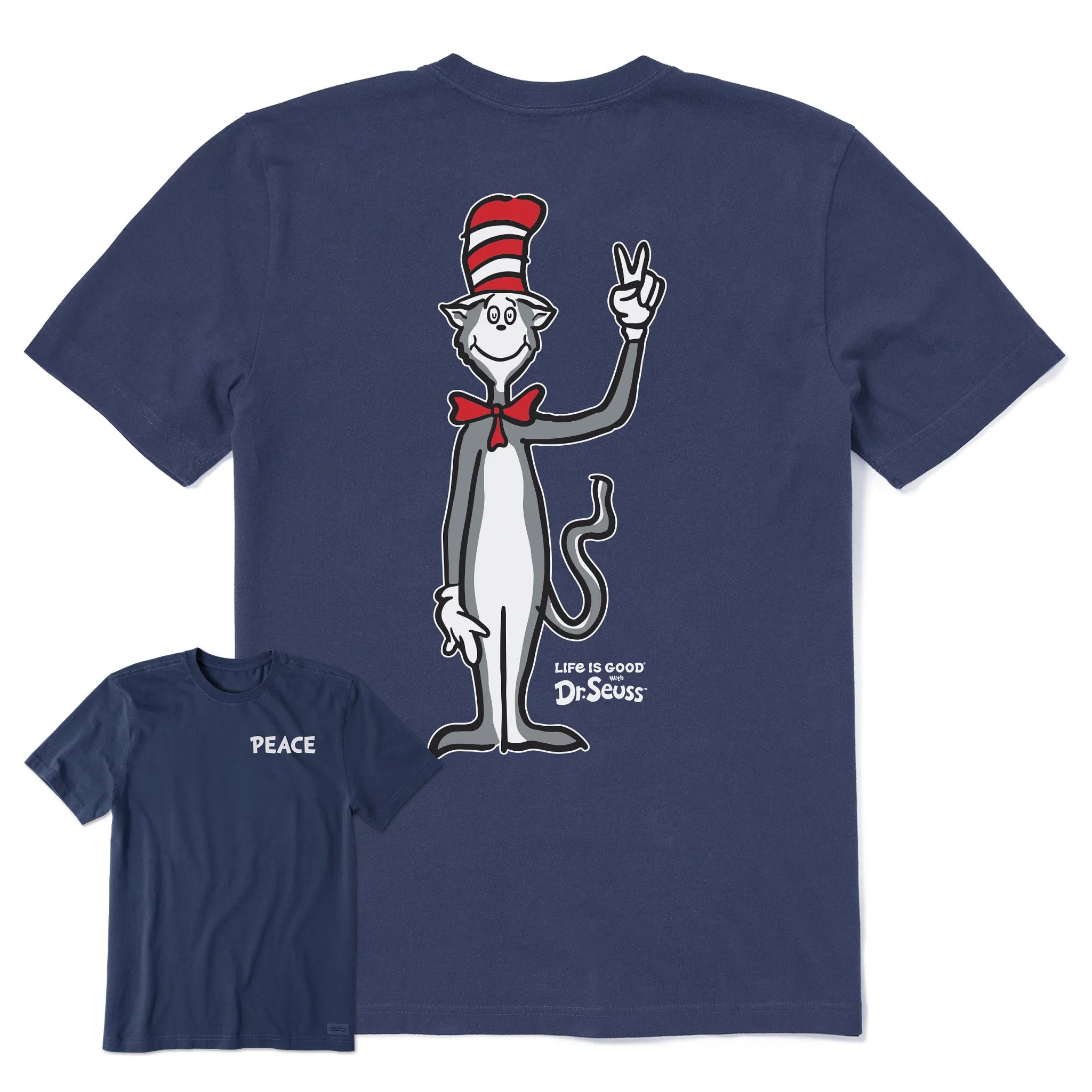 Men's Cat in the Hat Peace Sign Short Sleeve Crusher Tee Life is Good