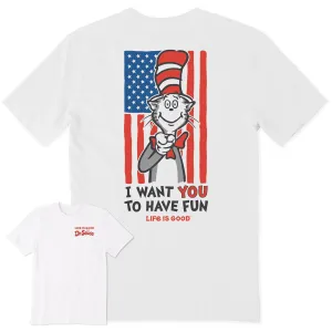 Men's Cat in the Hat Wants You Short Sleeve Crusher Tee Life is Good
