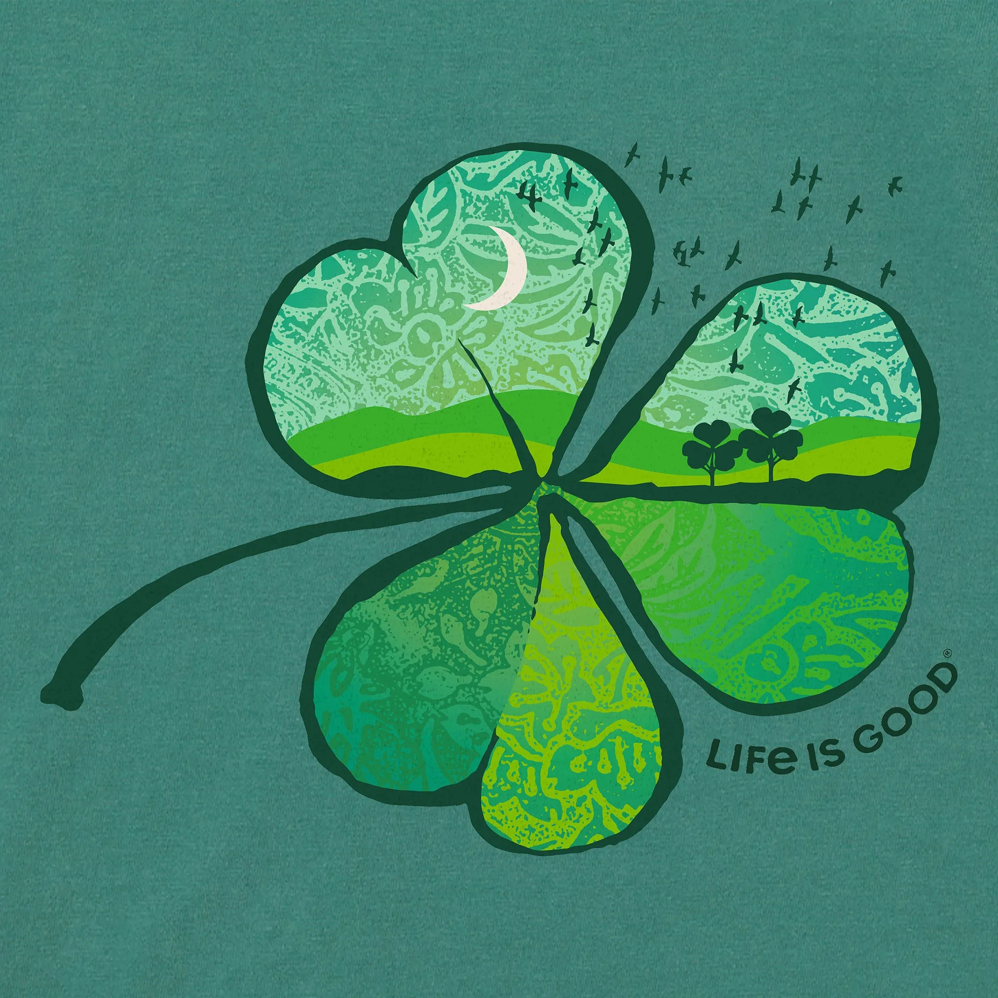 Men's Cloverfield Long Sleeve Crusher Tee Life is Good
