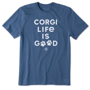 Men's Corgi Life is Good Short Sleeve Crusher Tee Life is Good