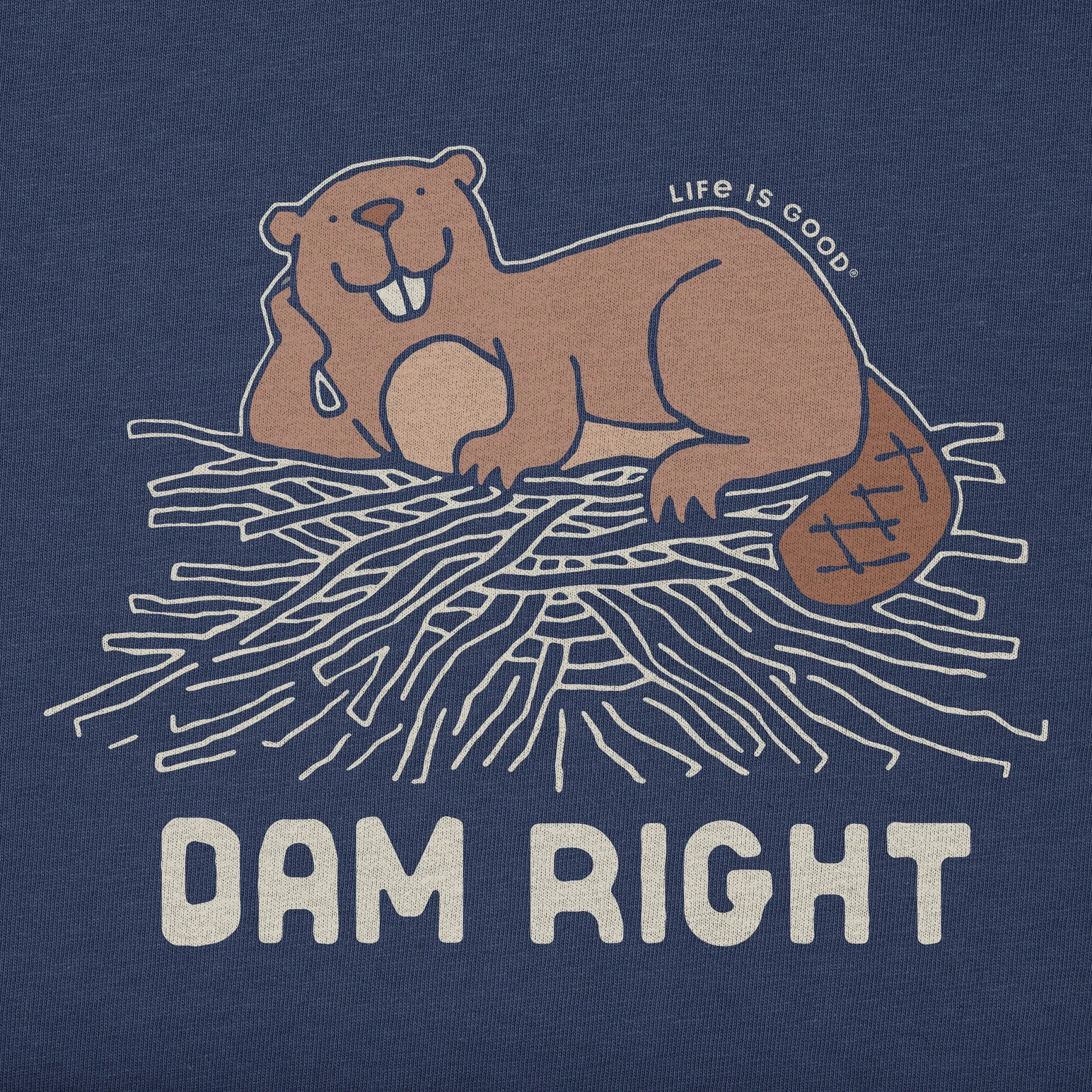 Men's Dam Right Beaver Short Sleeve Tee Life is Good