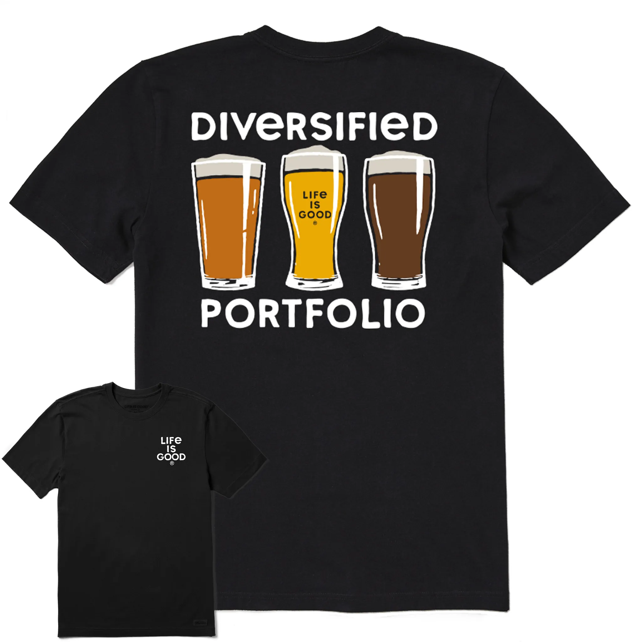 Men's Diversified Portfolio Beer Short Sleeve Crusher Tee Life is Good