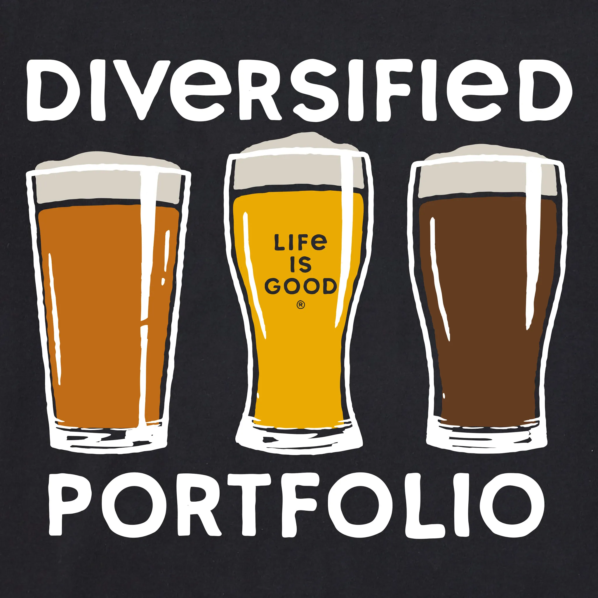 Men's Diversified Portfolio Beer Short Sleeve Crusher Tee Life is Good