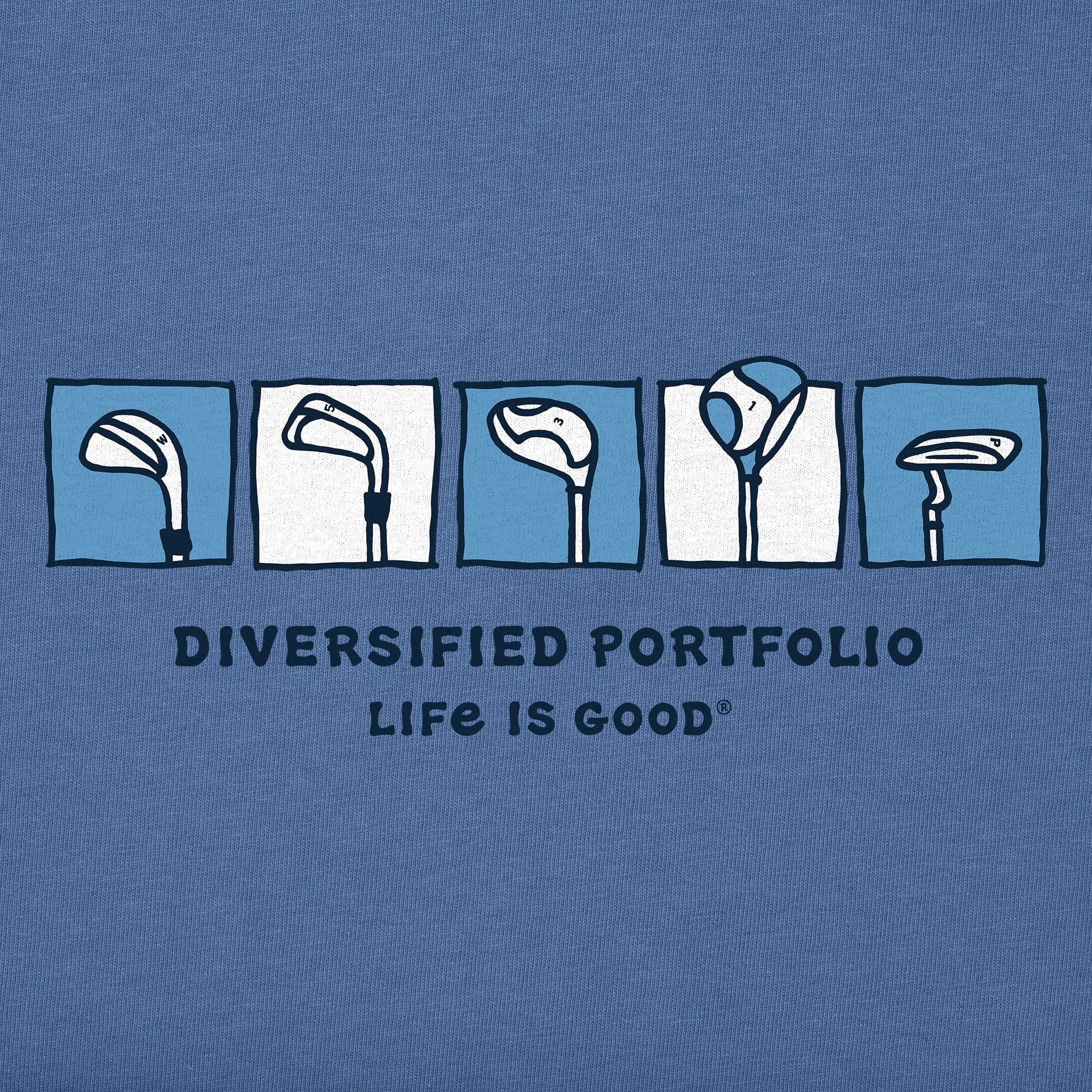 Men's Diversified Portfolio Golf Clubs Short Sleeve Crusher Tee Life is Good