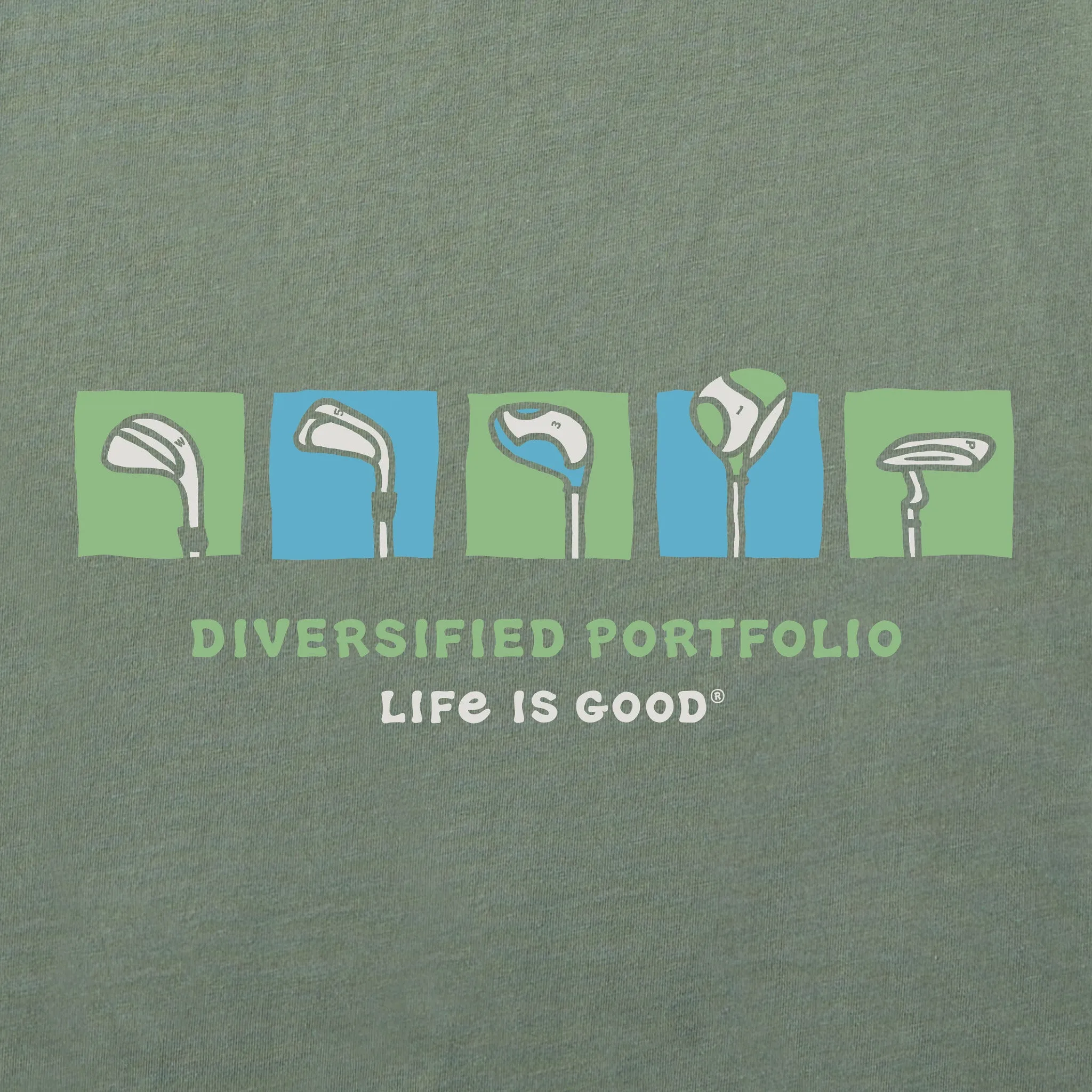 Men's Diversified Portfolio Golf Clubs Short Sleeve Crusher Tee Life is Good