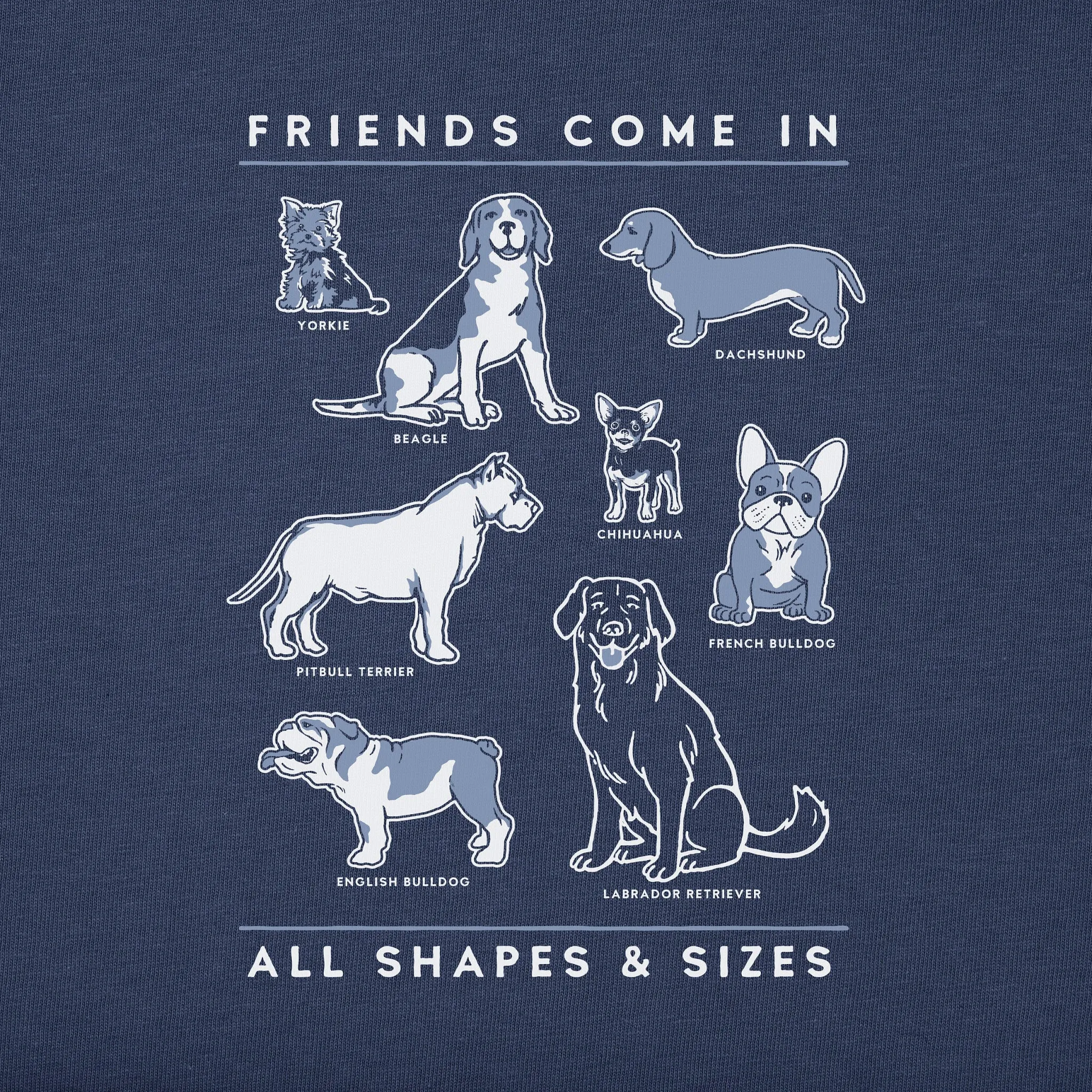 Men's Dog Friends Shapes & Sizes Short Sleeve Tee Life is Good