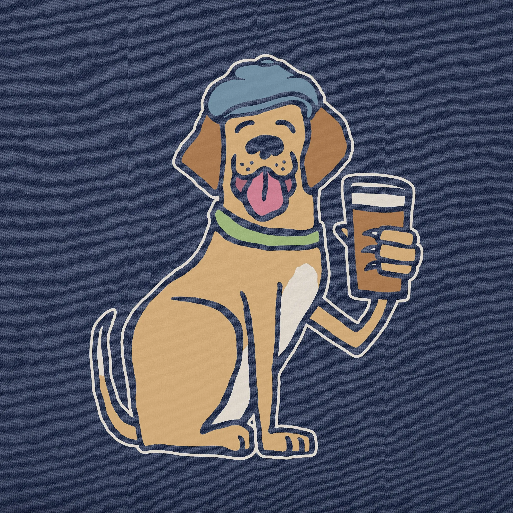 Men's Dog with Beer Short Sleeve Crusher Tee Life is Good