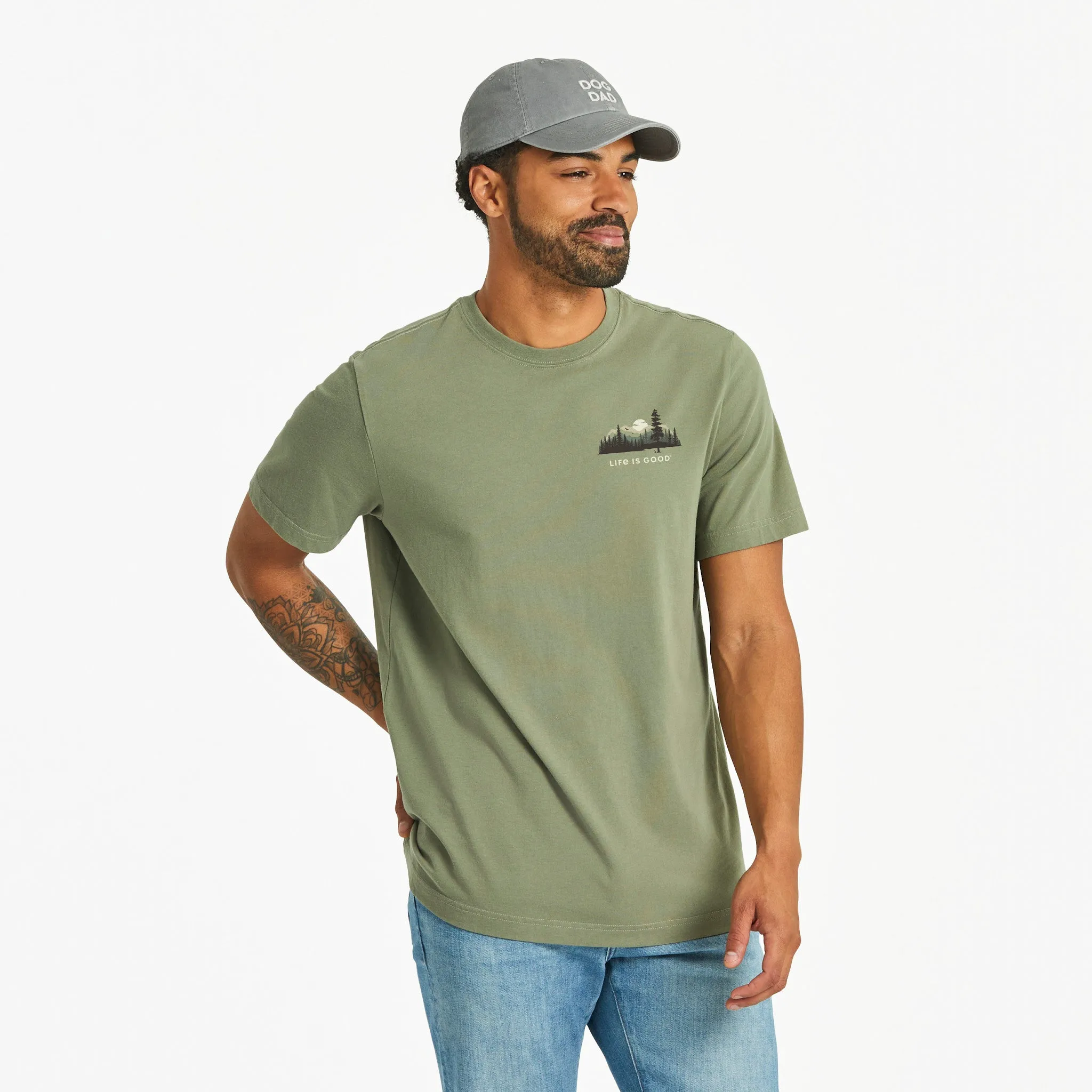 Men's Evergreen Silhouette Short Sleeve Crusher Tee Life is Good