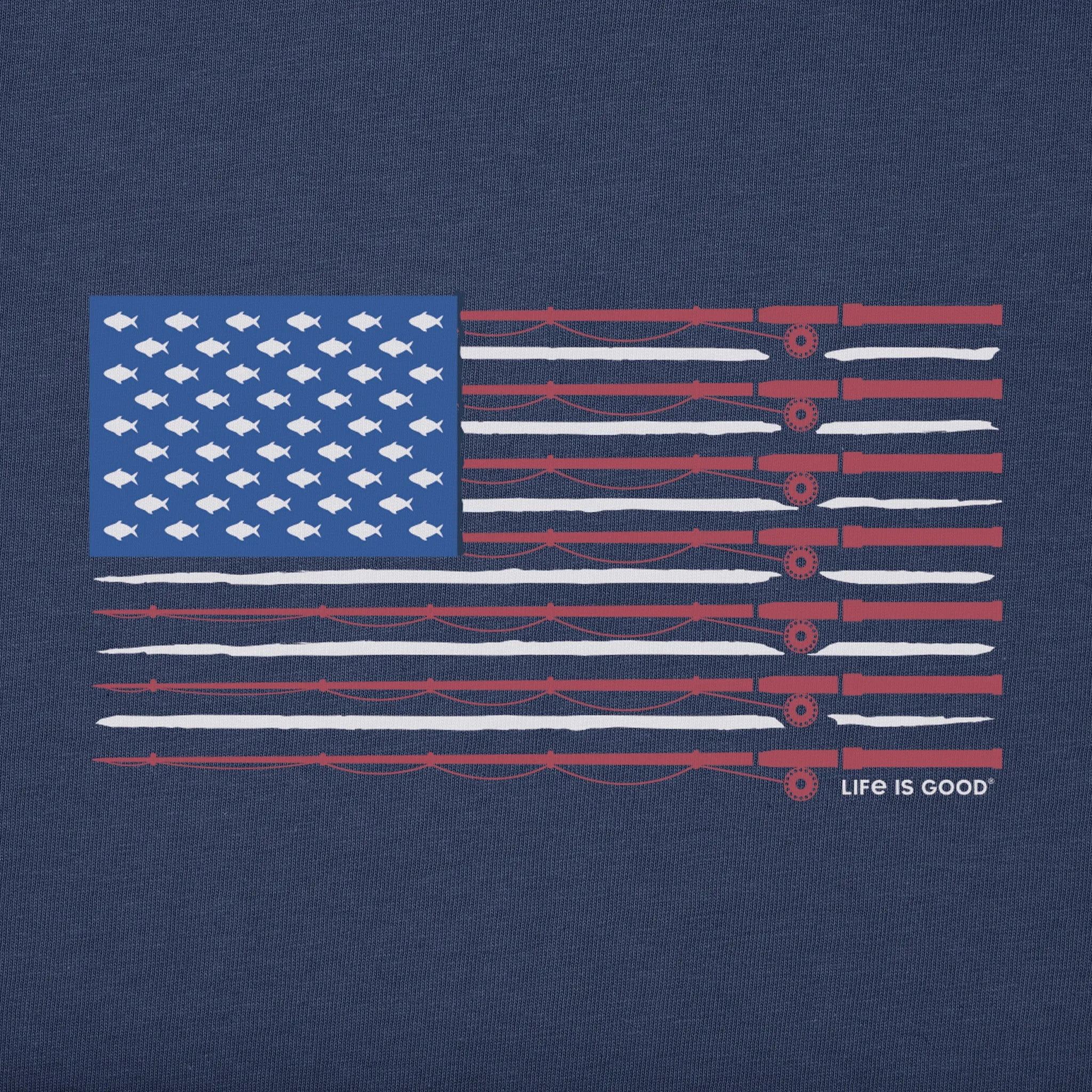 Men's Fishing Flag Short Sleeve Tee Life is Good