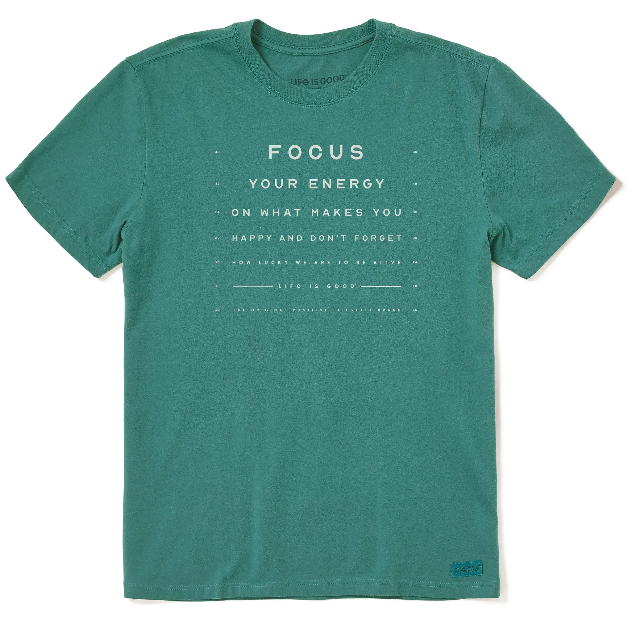 Men's Focus Your Energy Eye Chart Short Sleeve Crusher Tee Life is Good