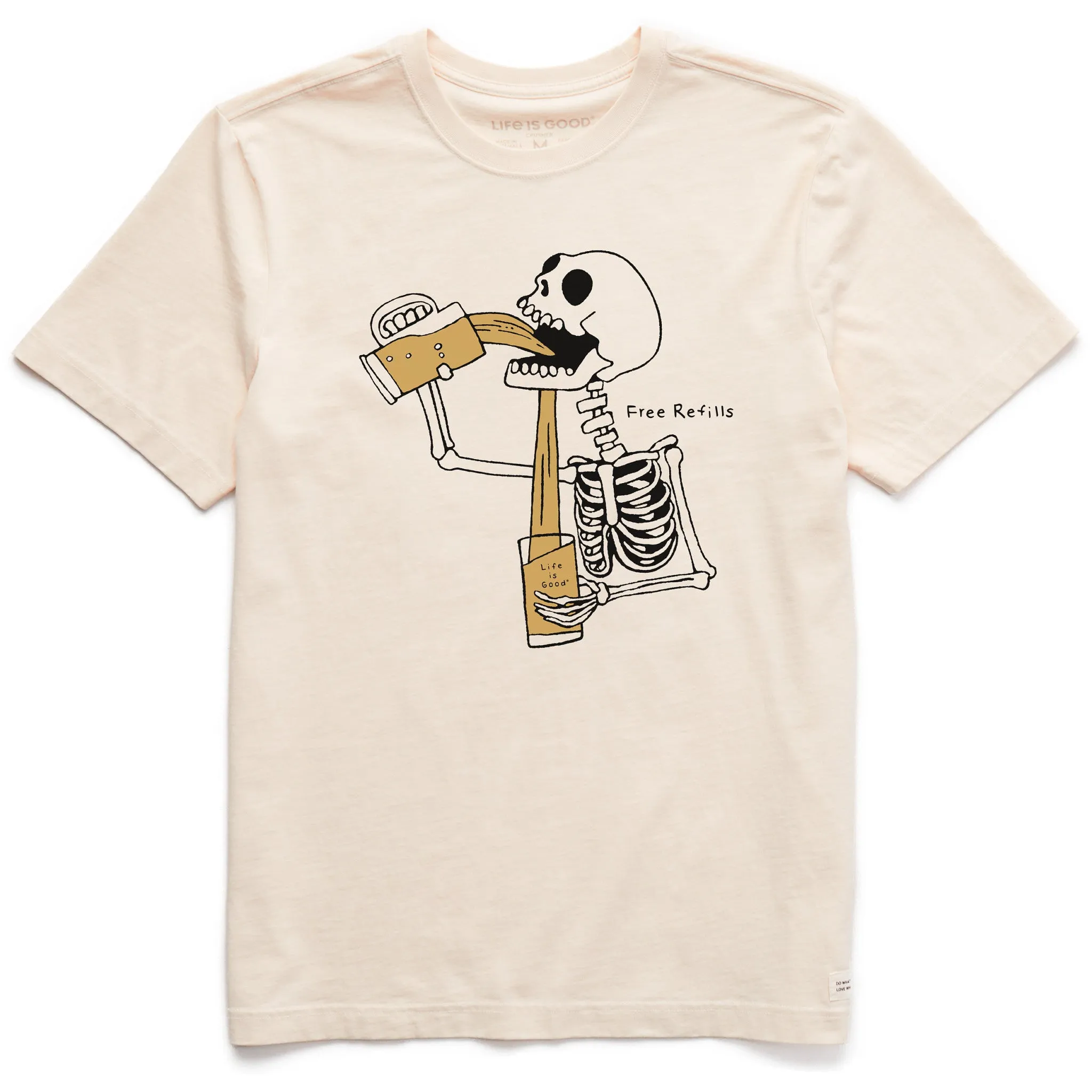 Men's Free Refills Skeleton Short Sleeve Crusher Tee Life is Good