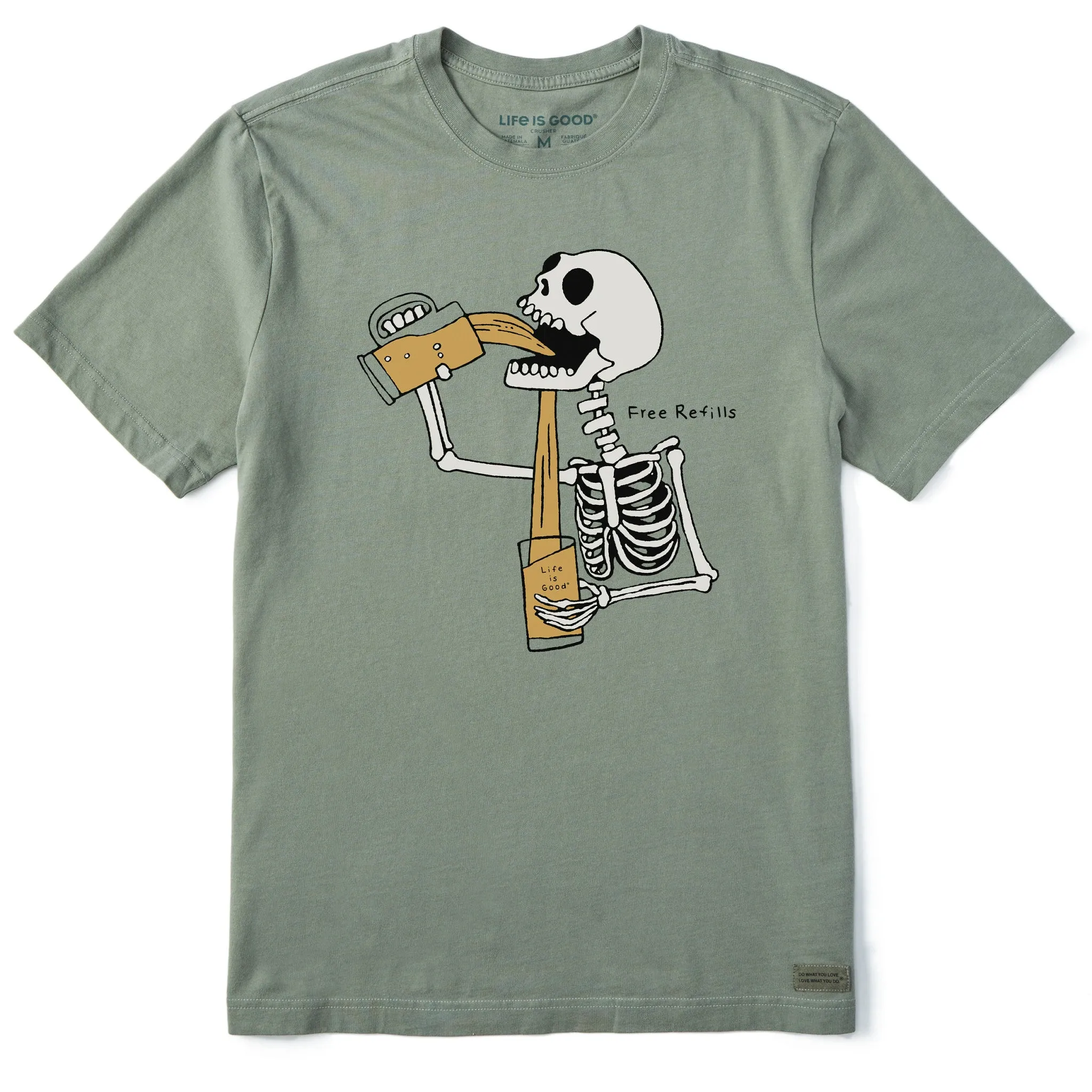Men's Free Refills Skeleton Short Sleeve Crusher Tee Life is Good