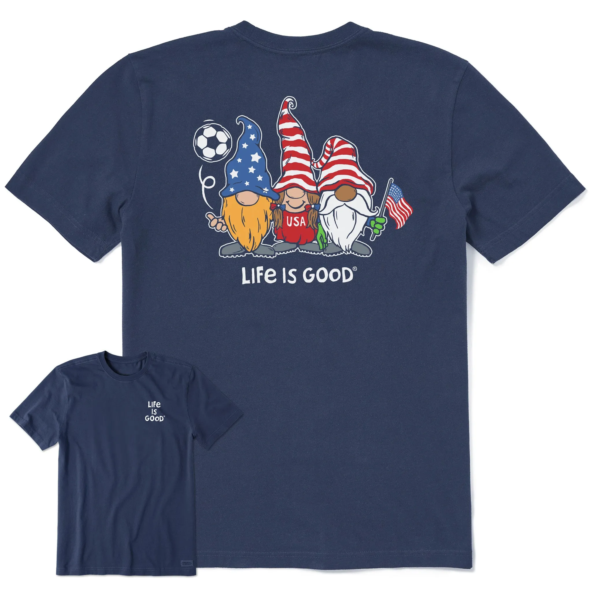 Men's Gnomes Soccer Short Sleeve Tee Life is Good