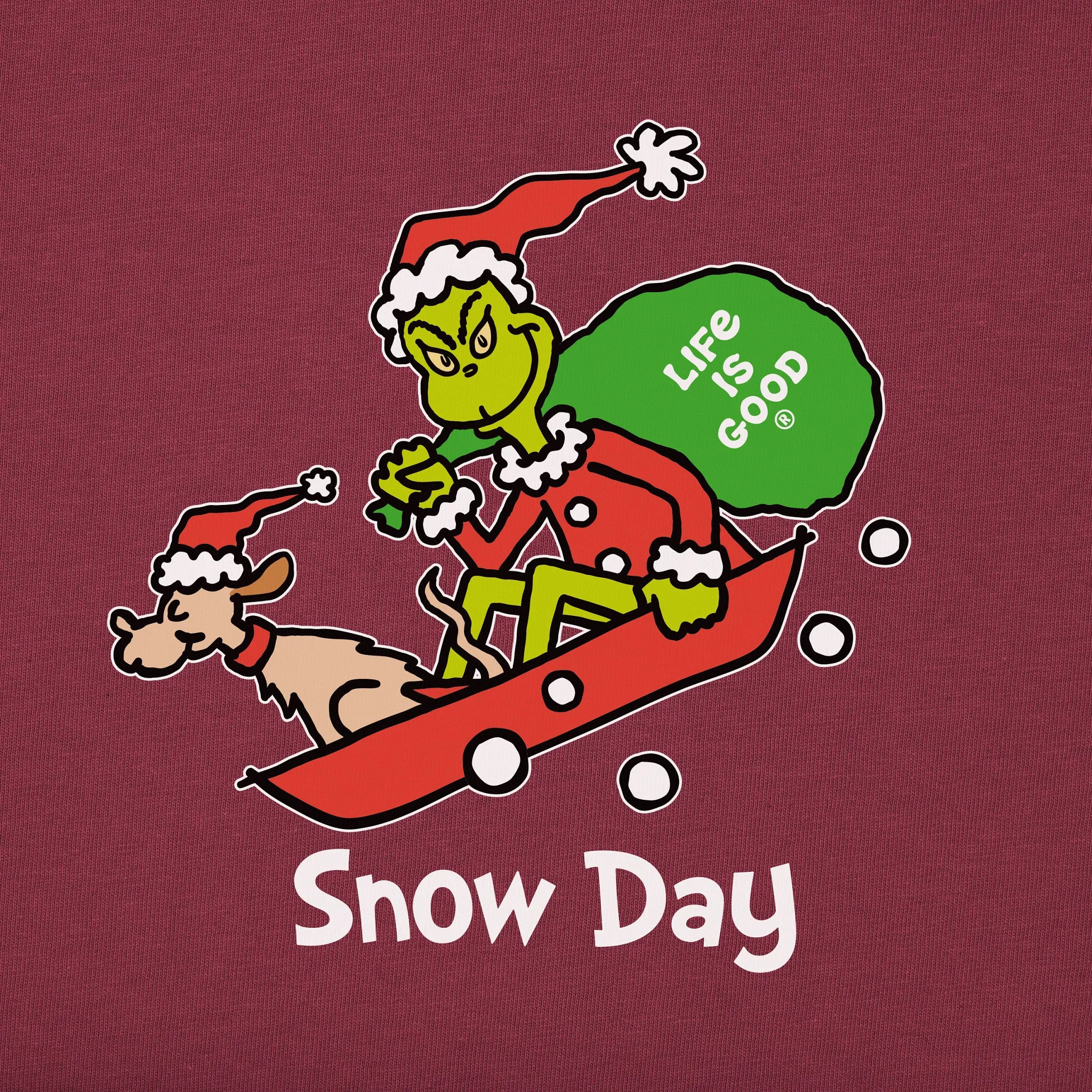 Men's Grinch and Max Snow Day Long Sleeve Crusher Tee Life is Good