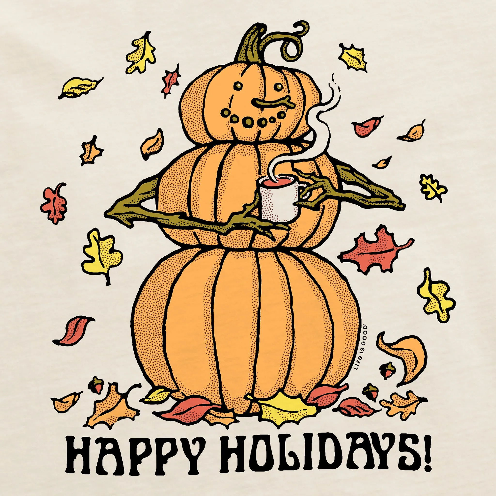 Men's Happy Holidays Pumpkinman Short Sleeve Crusher Tee Life is Good