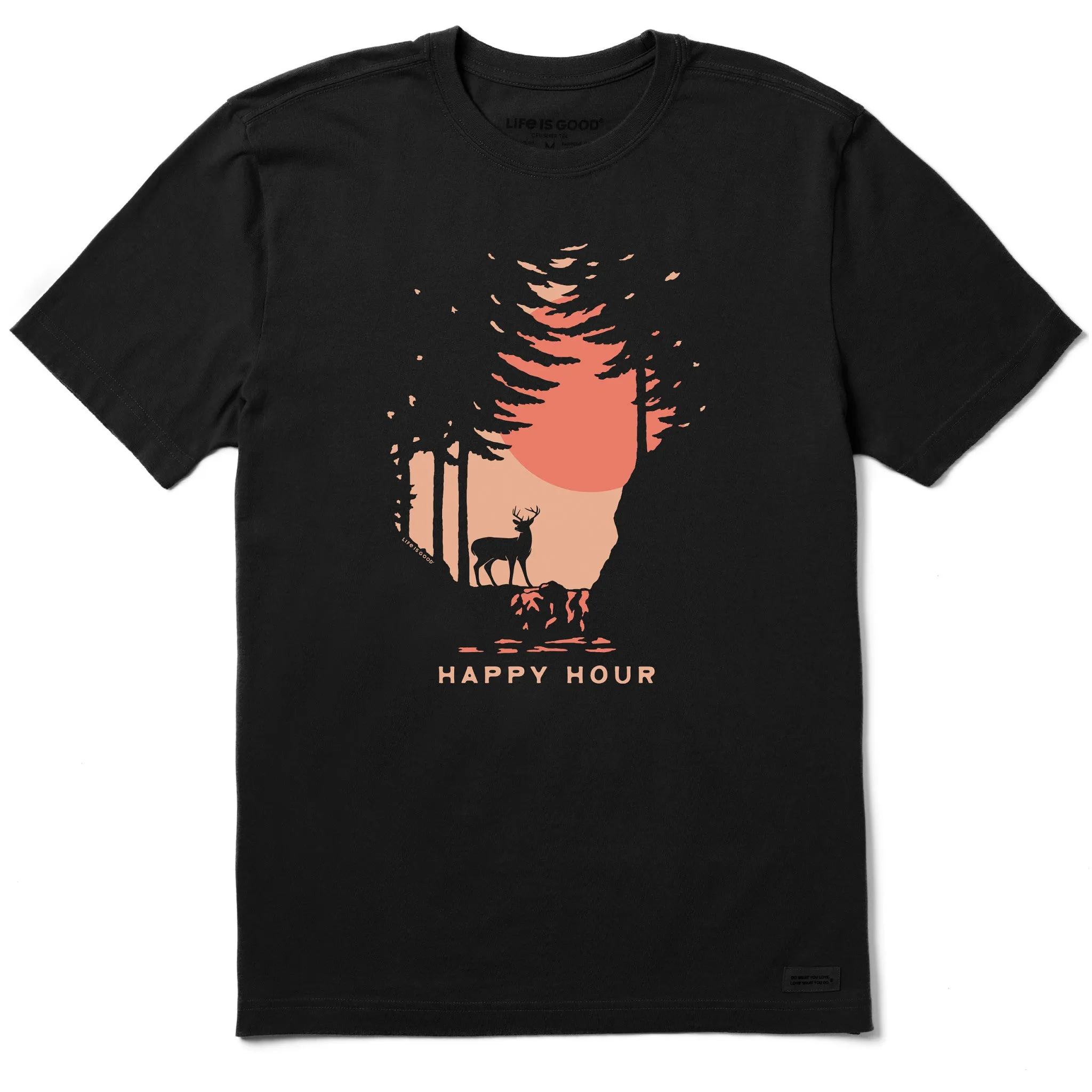 Men's Happy Hour Deer Sunset Short Sleeve Crusher Tee Life is Good