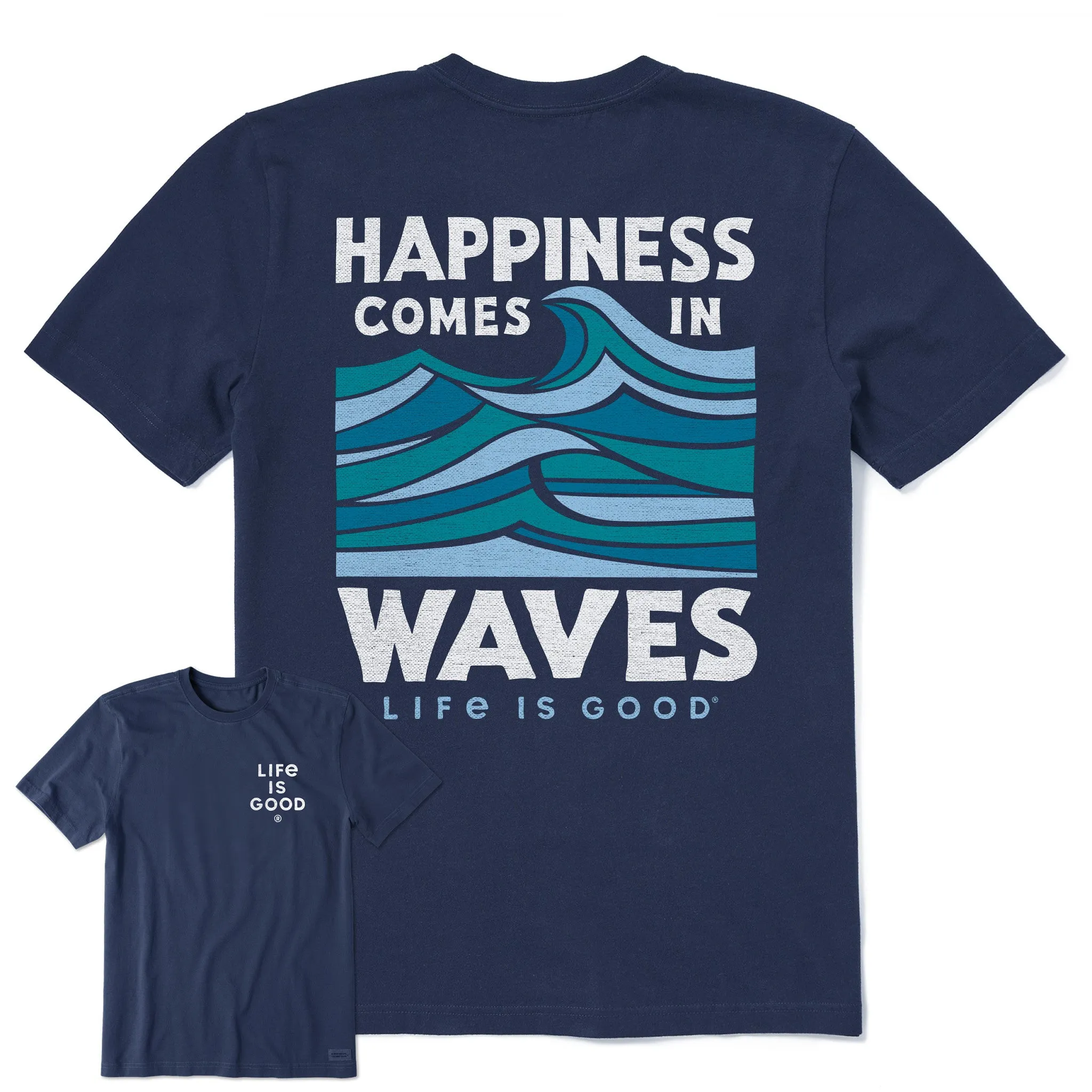 Men's Happy Waves Blockprint Short Sleeve Tee Life is Good