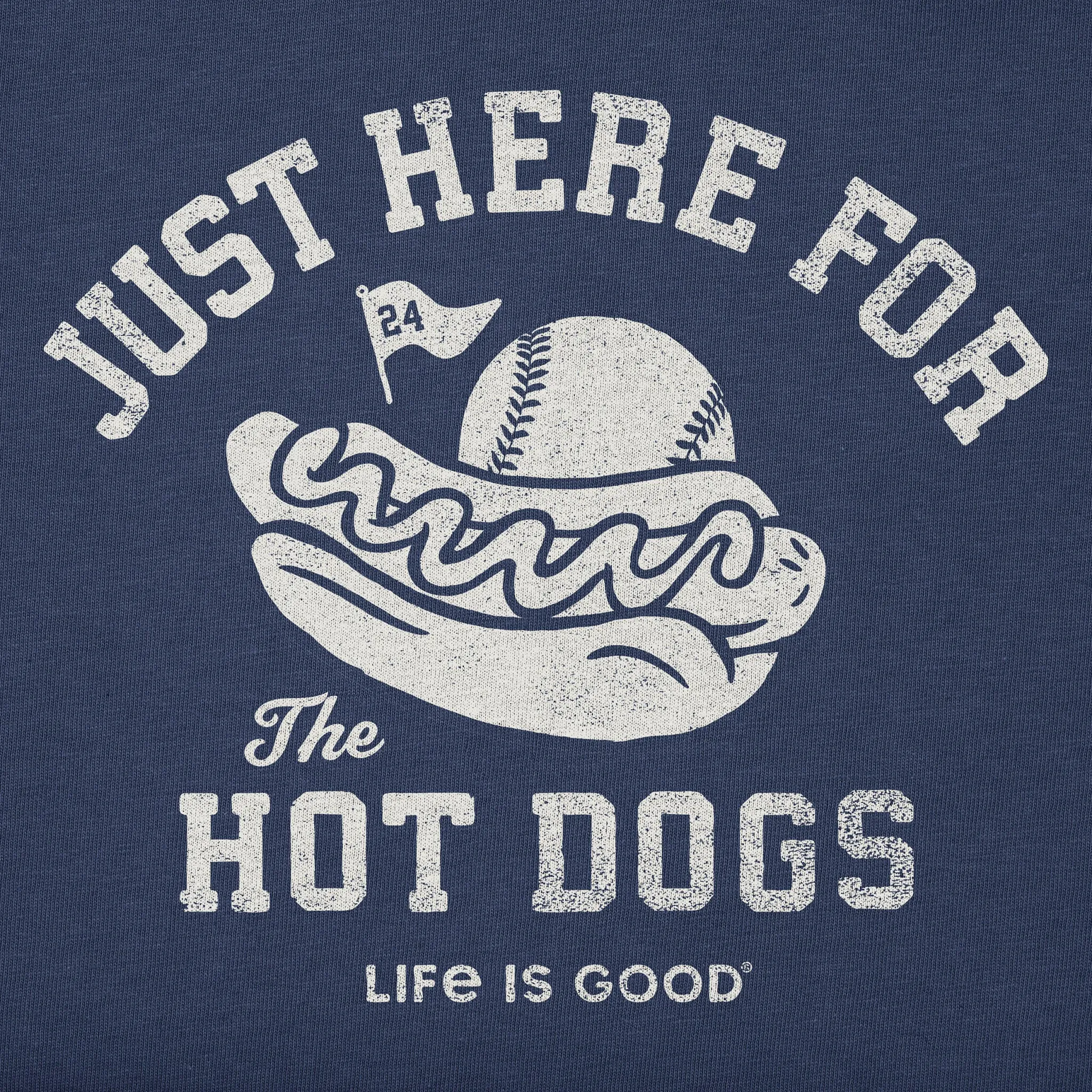Men's Here for the Hot Dogs Baseball Short Sleeve Crusher Tee Life is Good