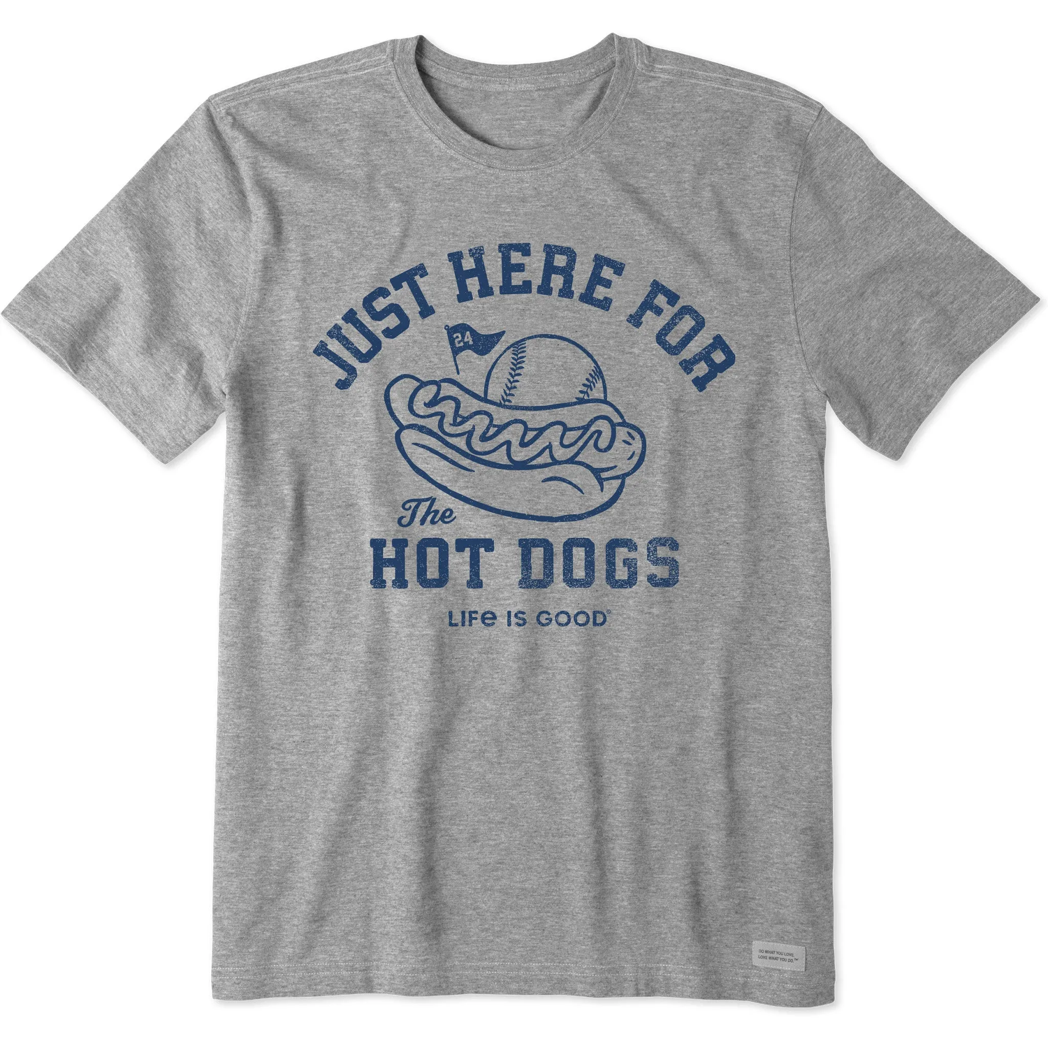 Men's Here for the Hot Dogs Baseball Short Sleeve Crusher Tee Life is Good