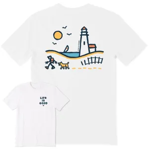 Men's Hiking along the Lighthouse Short Sleeve Tee Life is Good