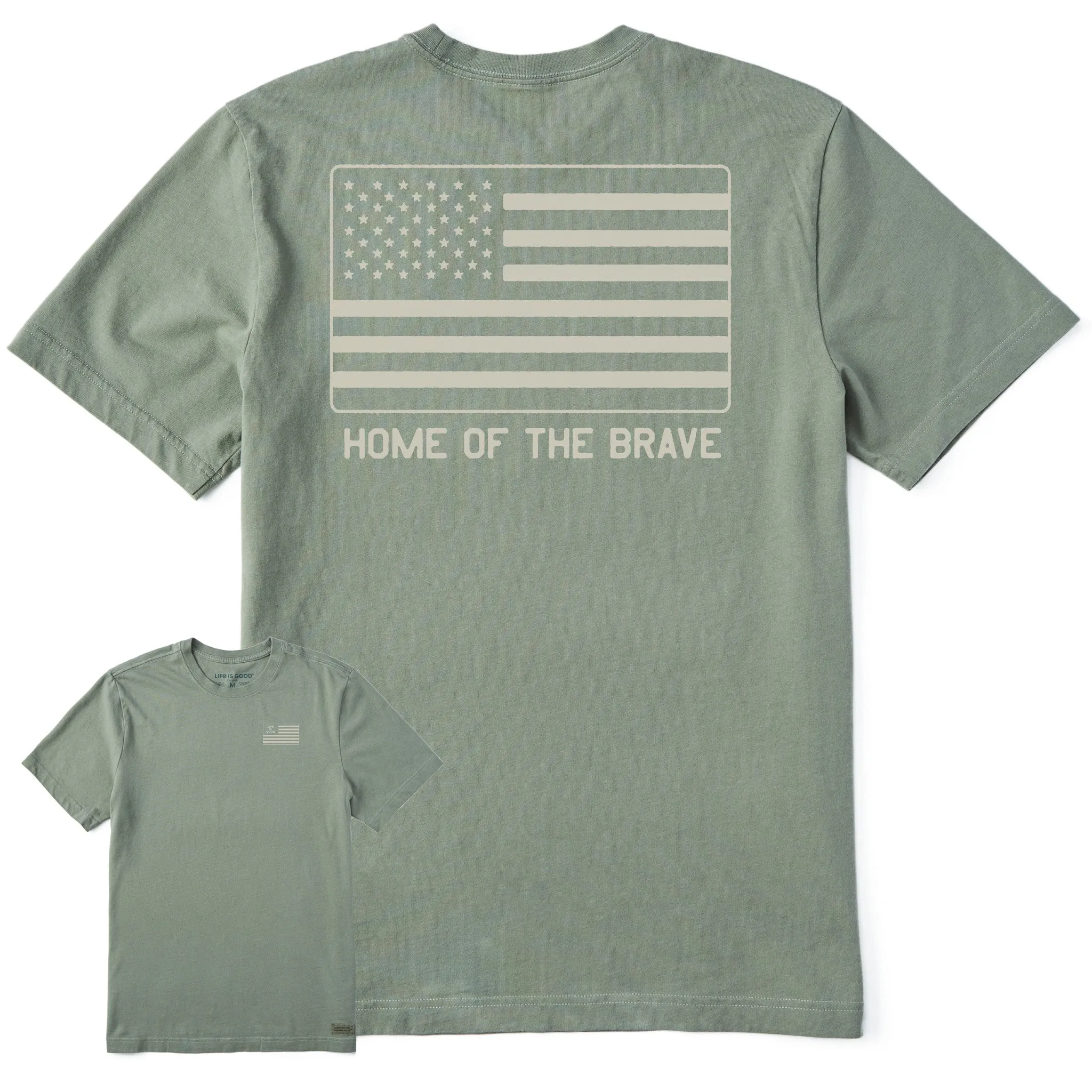 Men's Home of the Brave Flag Short Sleeve Tee Life is Good