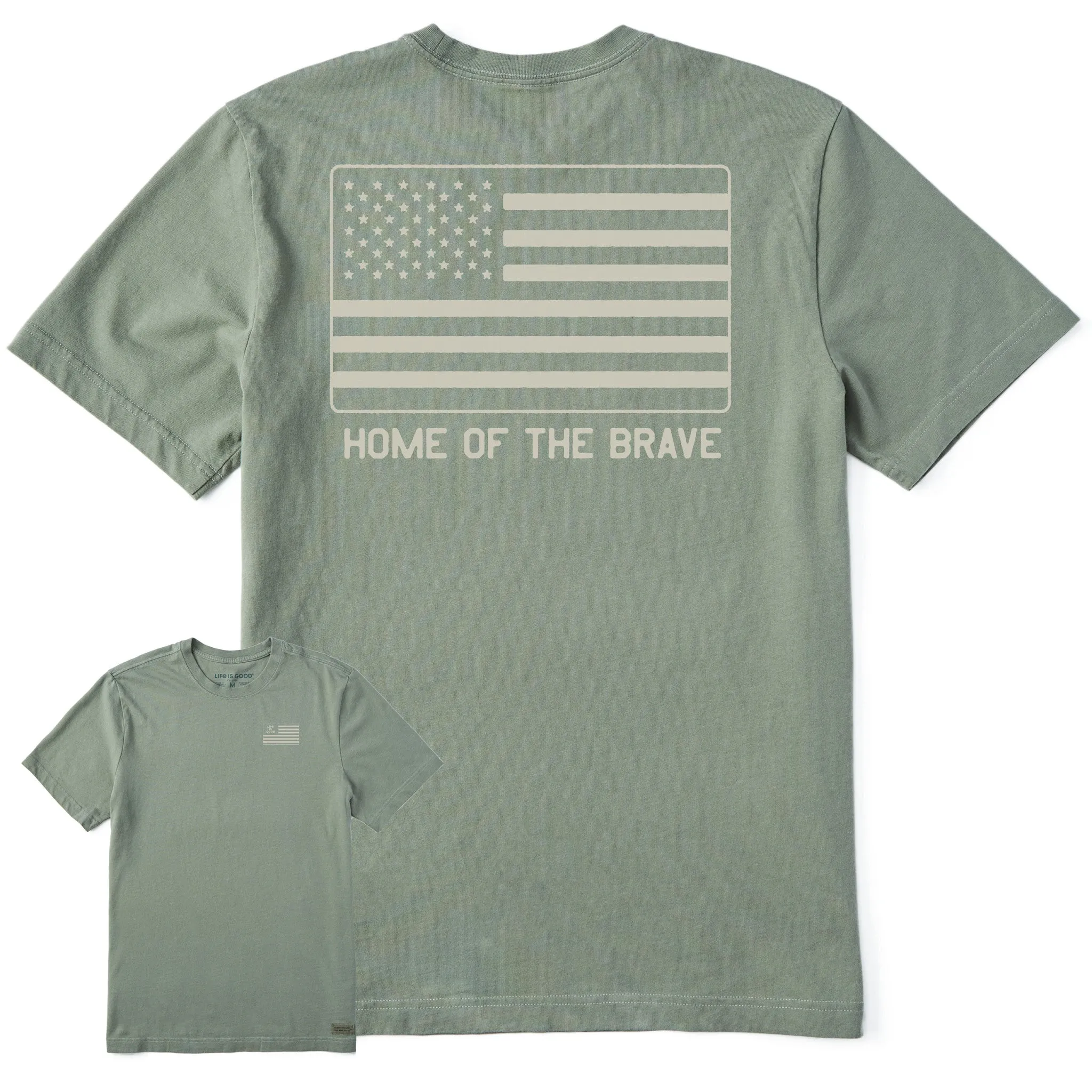Men's Home of the Brave Flag Short Sleeve Tee Life is Good