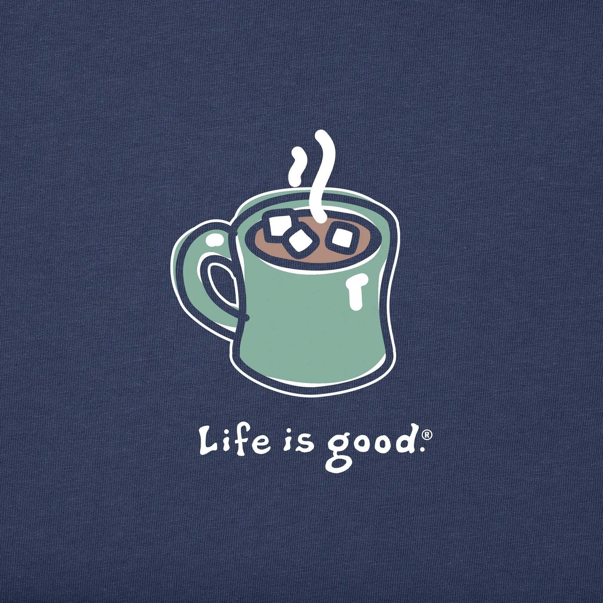 Men's Hot Cocoa Mug Long Sleeve Crusher Tee Life is Good