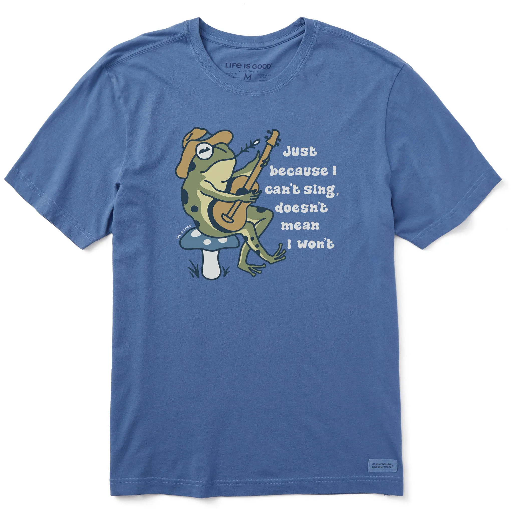 Men's I Can't Sing Guitar Frog Short Sleeve Crusher Tee Life is Good