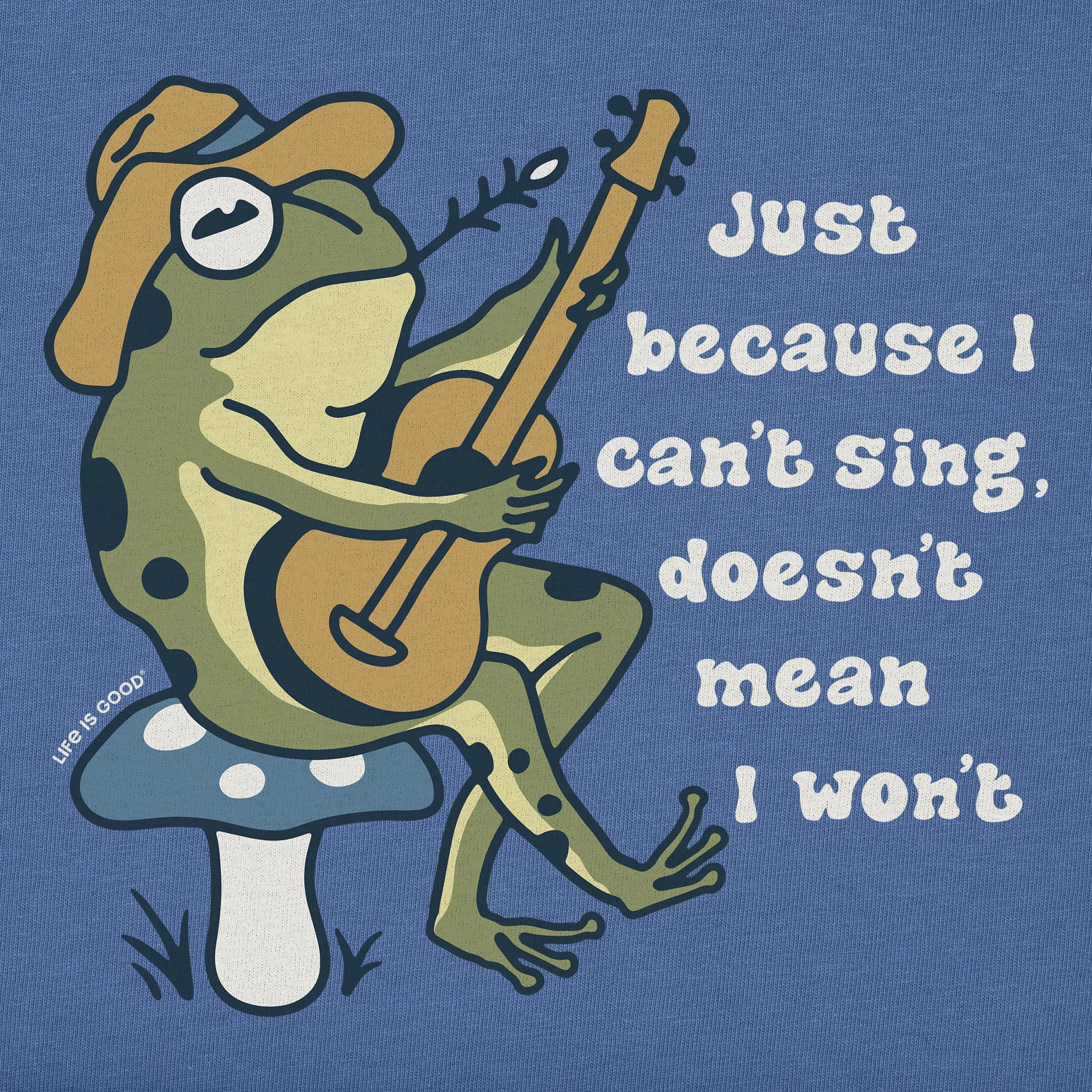 Men's I Can't Sing Guitar Frog Short Sleeve Crusher Tee Life is Good