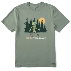 Men's I Love Outer Space Hiking Alien Short Sleeve Crusher Tee Life is Good