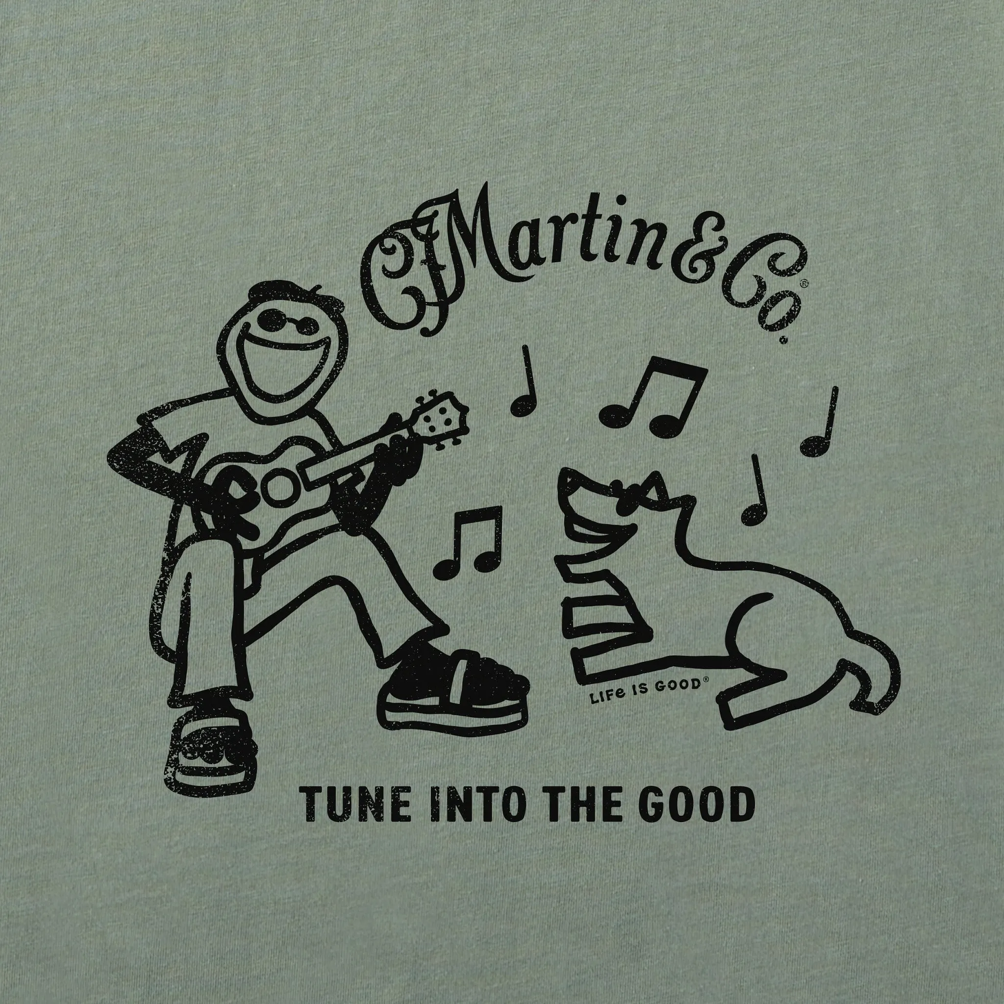 Men's Jake & Rocket Martin Guitar Short Sleeve Crusher Tee Life is Good