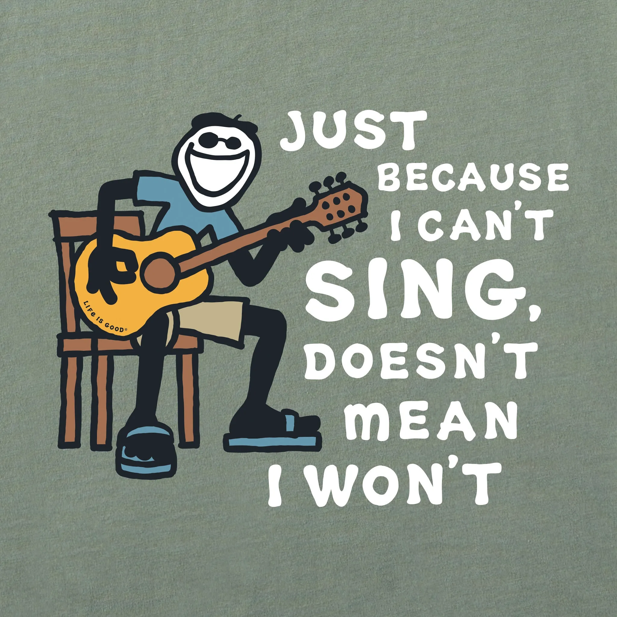 Men's Jake Can't Sing Guitar Short Sleeve Tee Life is Good