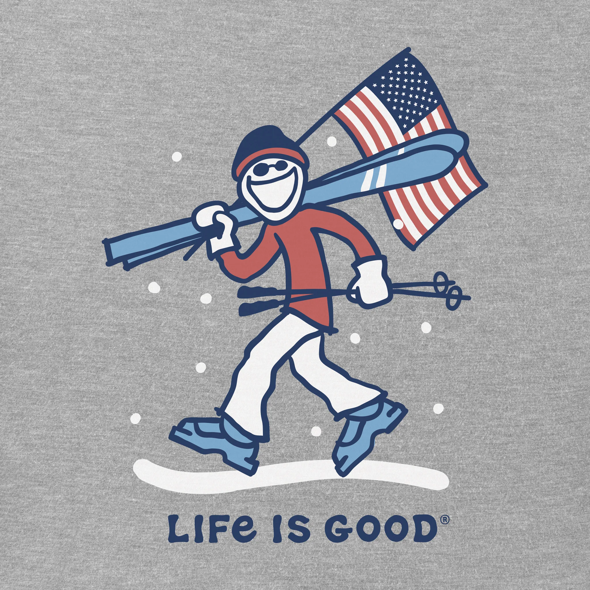 Men's Jake Ski USA Long Sleeve Crusher Tee Life is Good