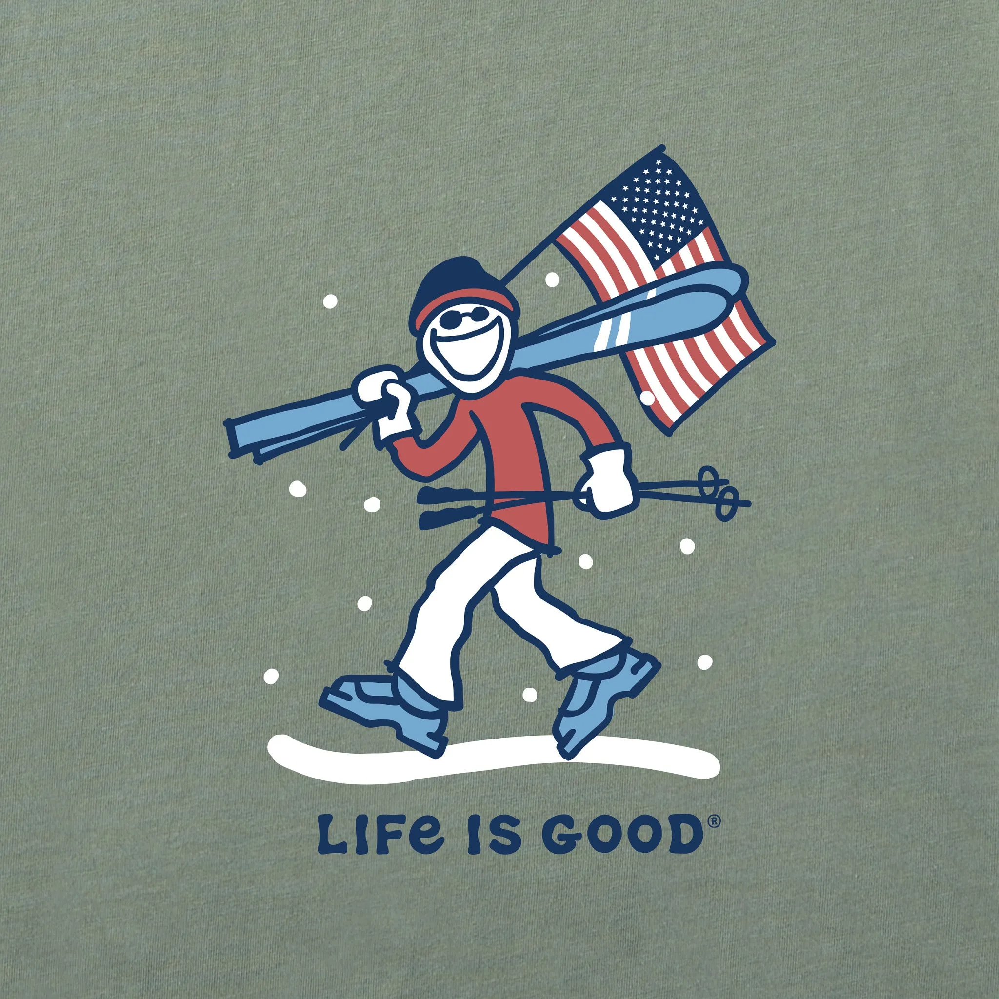 Men's Jake Ski USA Long Sleeve Crusher Tee Life is Good