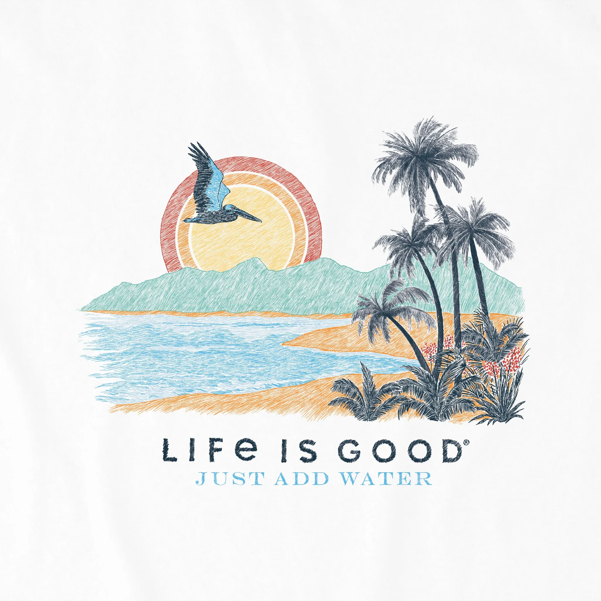 Men's Just Add Water Beach Short Sleeve Tee Life is Good