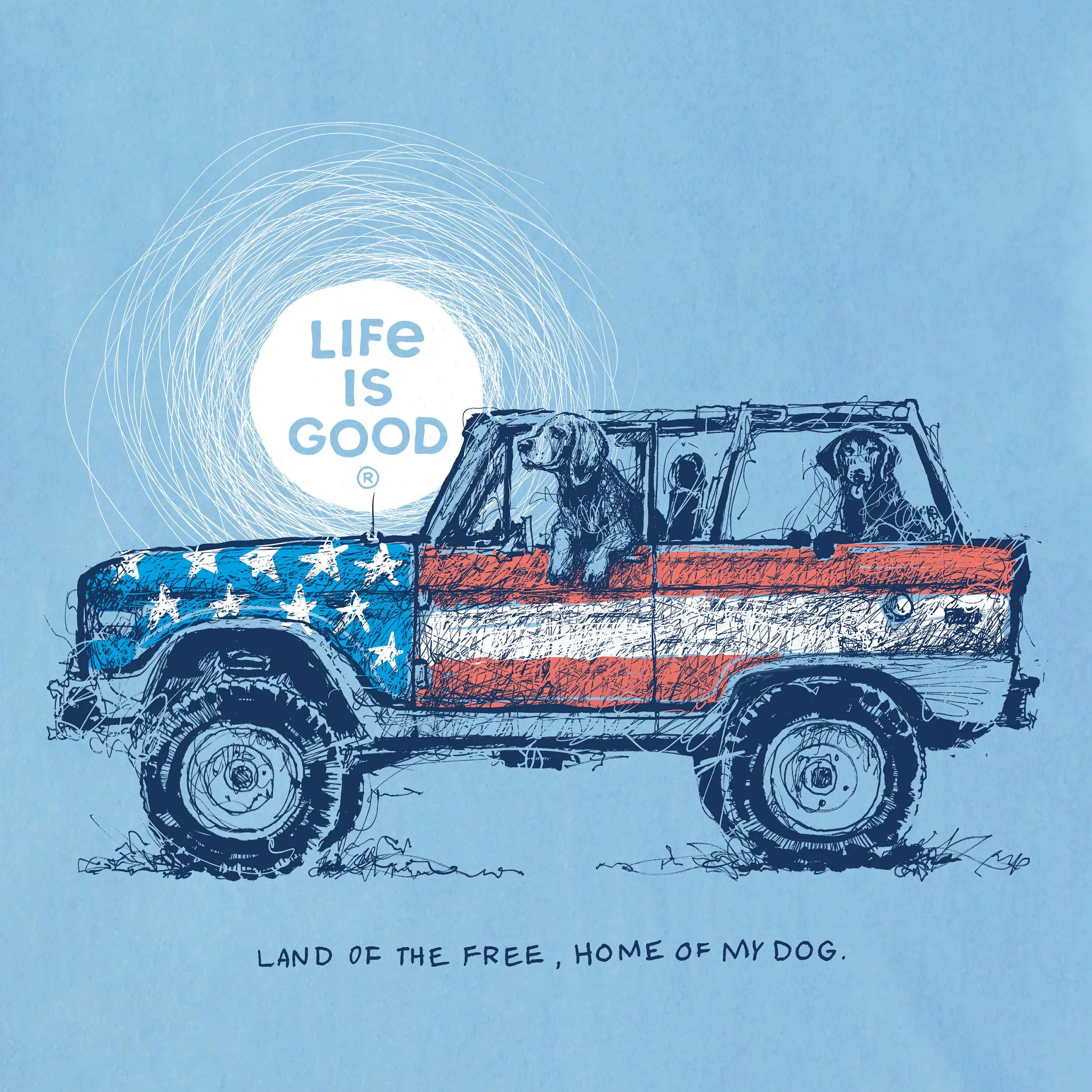 Men's Land of the Free, Home of My Dog Short Sleeve Tee Life is Good