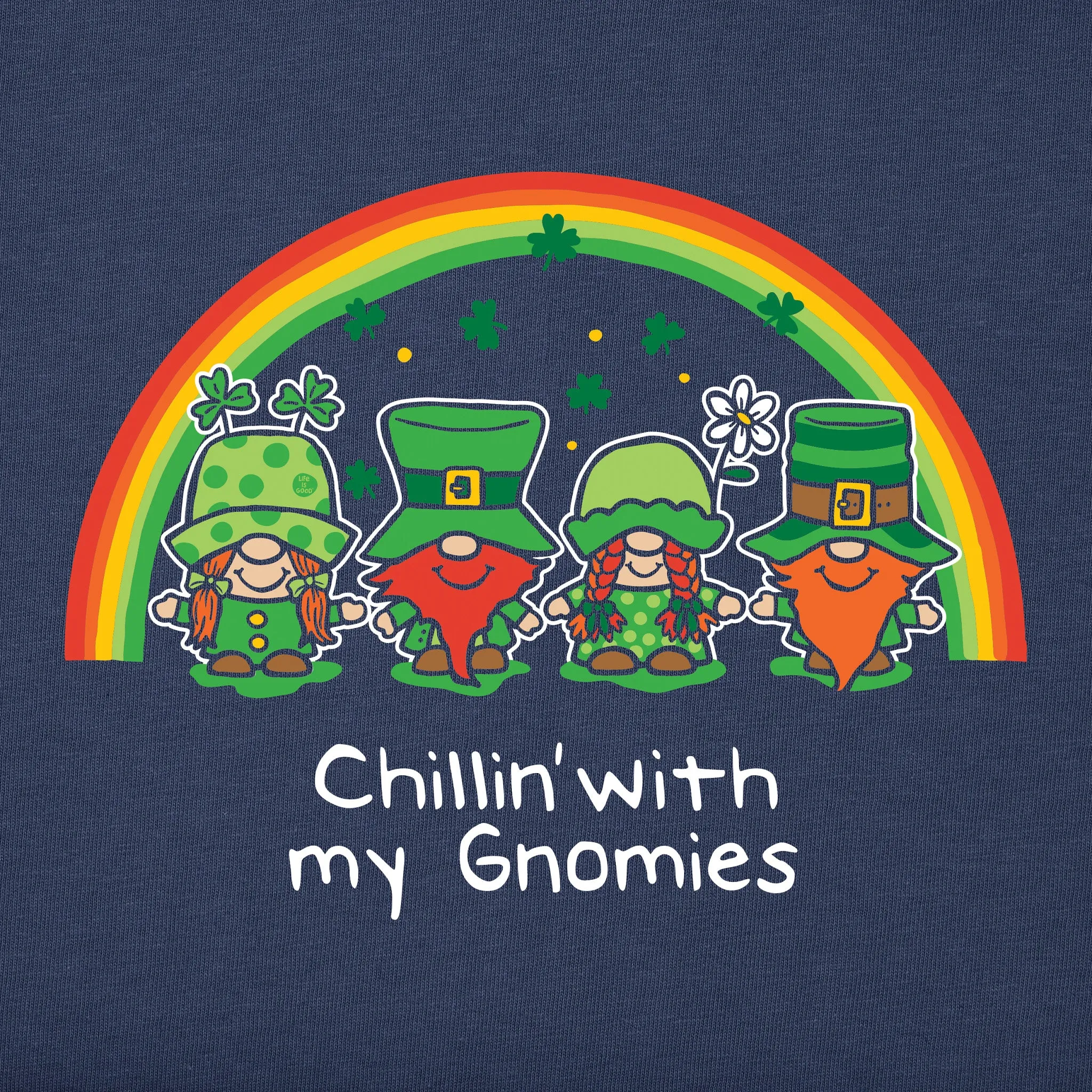 Men's Leprechaun Rainbow Chillin' Gnomes Short Sleeve Crusher Tee Life is Good