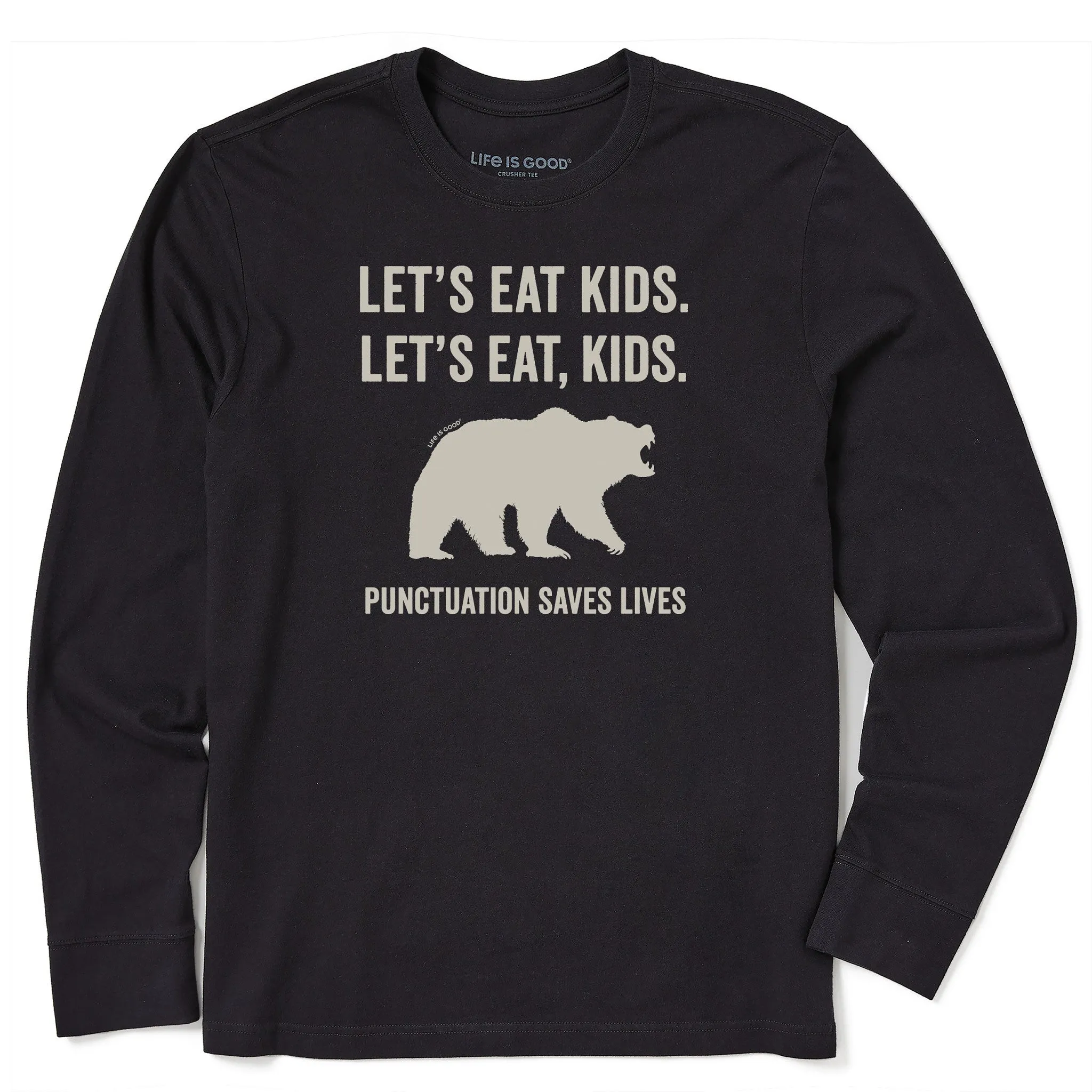 Men's Let's Eat, Kids Long Sleeve Crusher Tee Life is Good