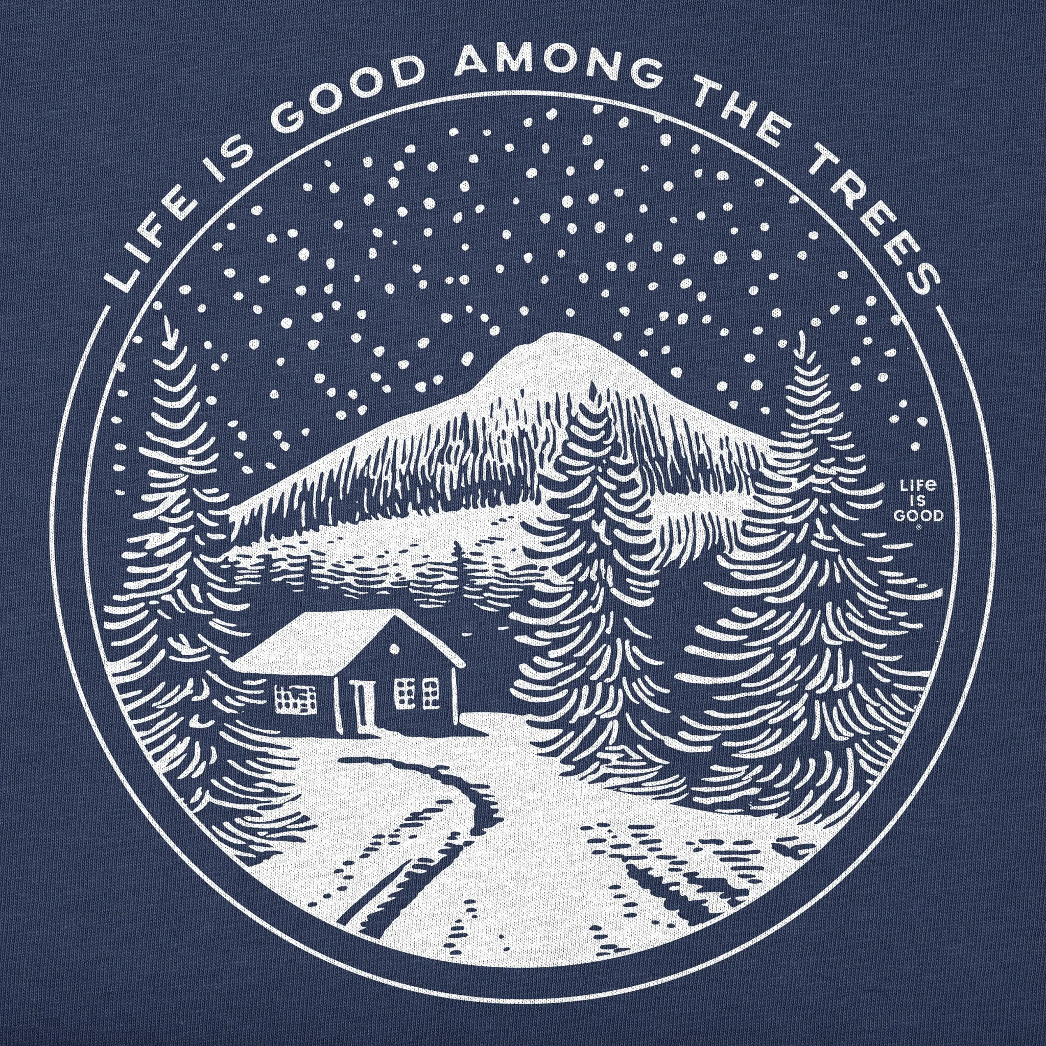 Men's Life is Good Among the Trees Cabin Long Sleeve Crusher Tee Life is Good