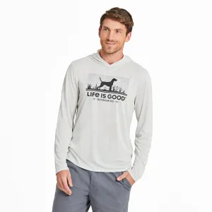 Men's Life is Good Outdoor Co. Dog Scene Long Sleeve Sun Crusher Hoodie Life is Good